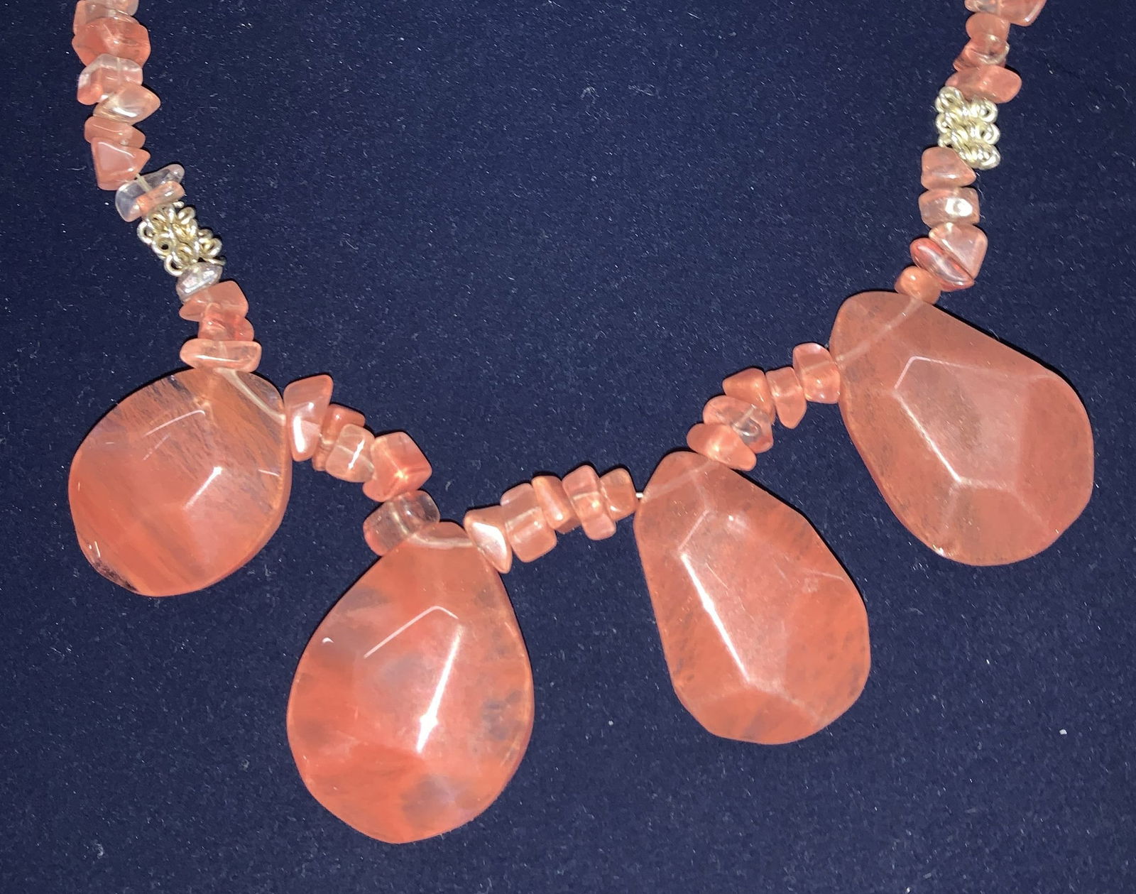 Natural Stone Necklace, Sterling Silver Clasp, Mexico (1 of 9)