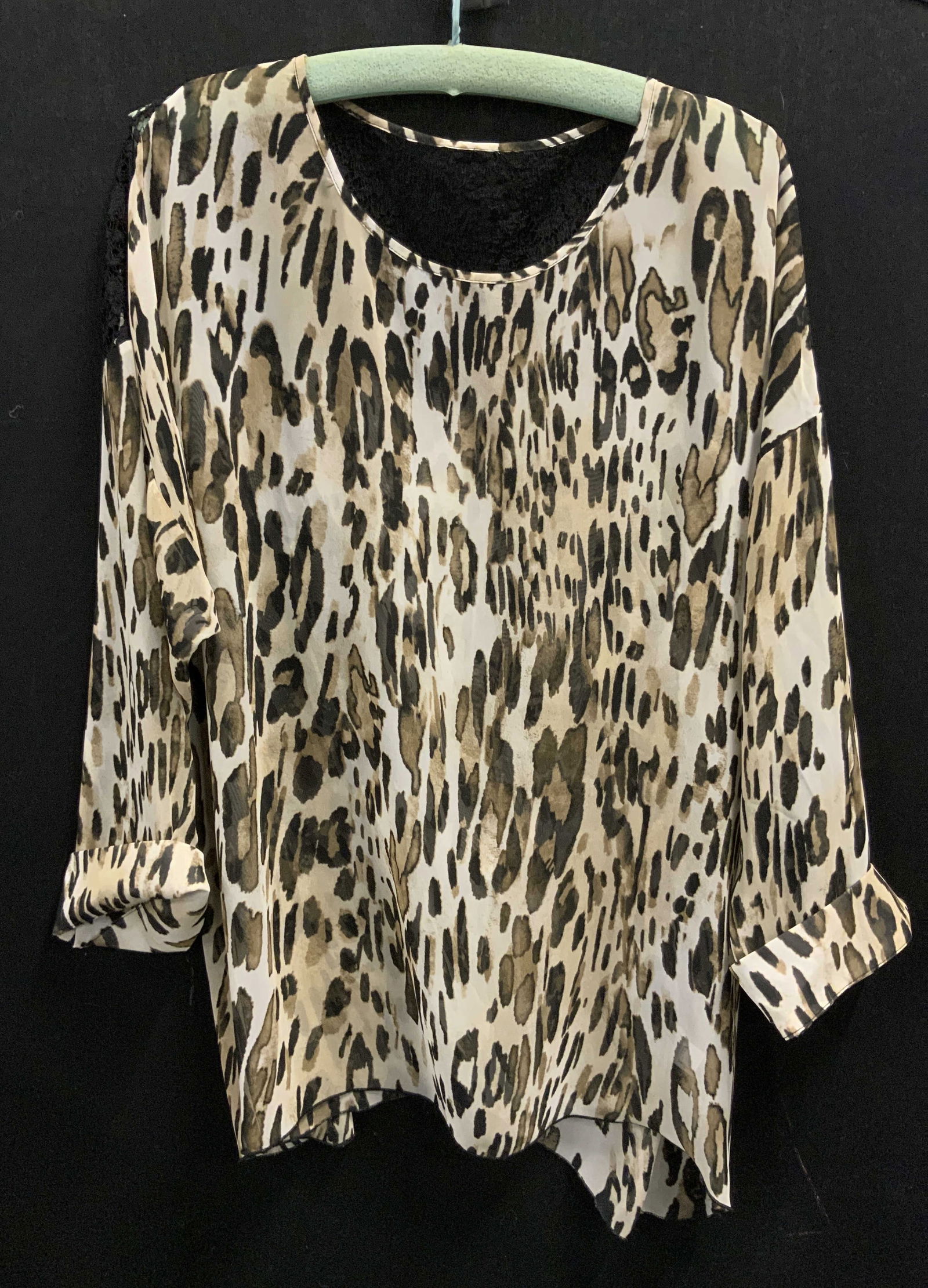 Sheer Leopard & Lace Pattern Blouse (1 of 9)