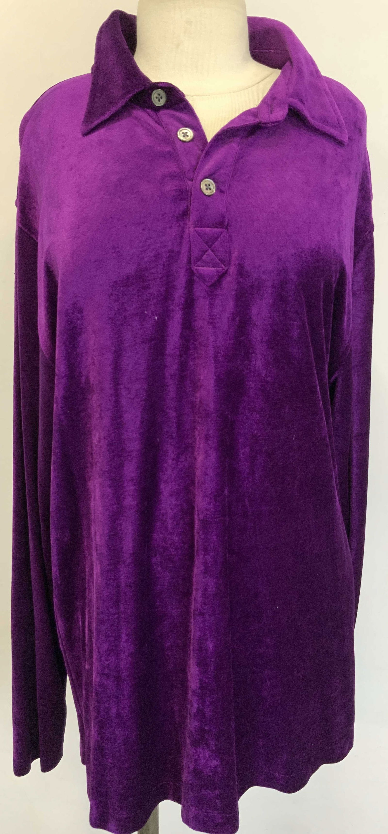 Donna Karan NY Purple Velvet Long Sleeve Shirt (1 of 9)