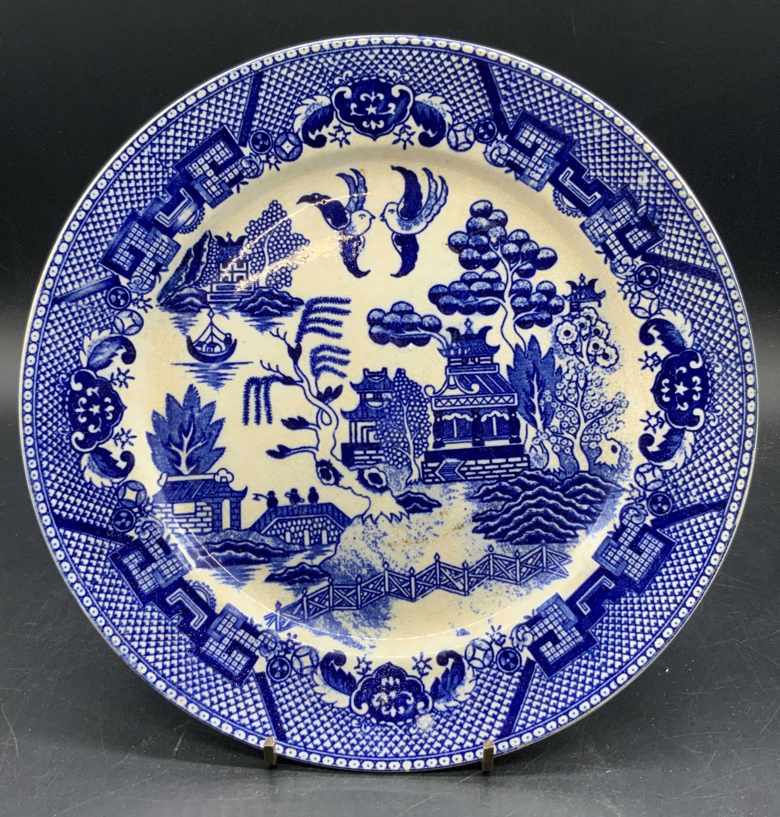 Vintage Blue & White Blue Willow Pattern Plate Japan (1 of 8)