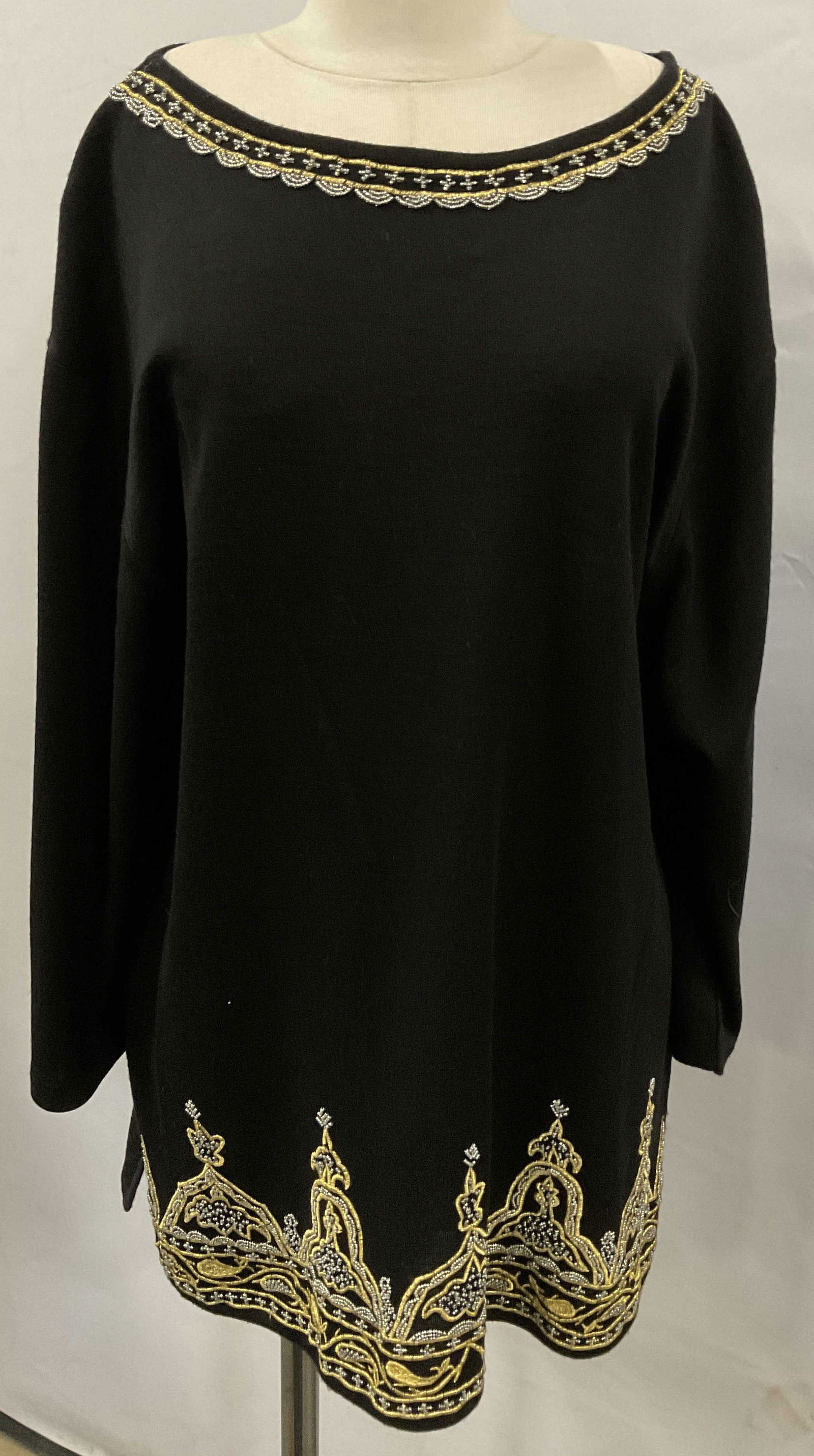 CAROLE LITTLE Long Sleeve Black Wool Blend Dress (1 of 7)