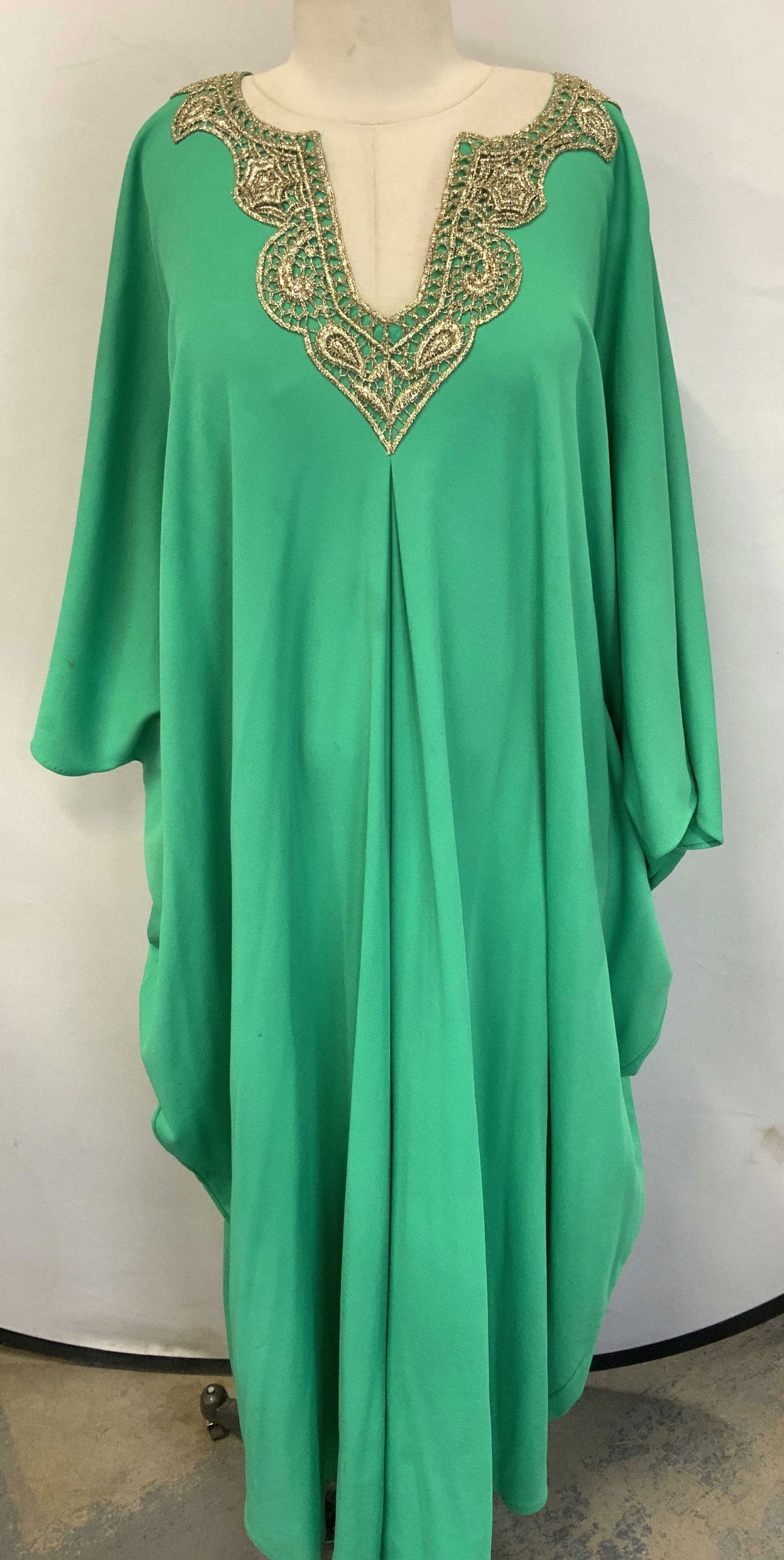 Mid Century Handmade Green Muumuu, c. 1970s (1 of 10)