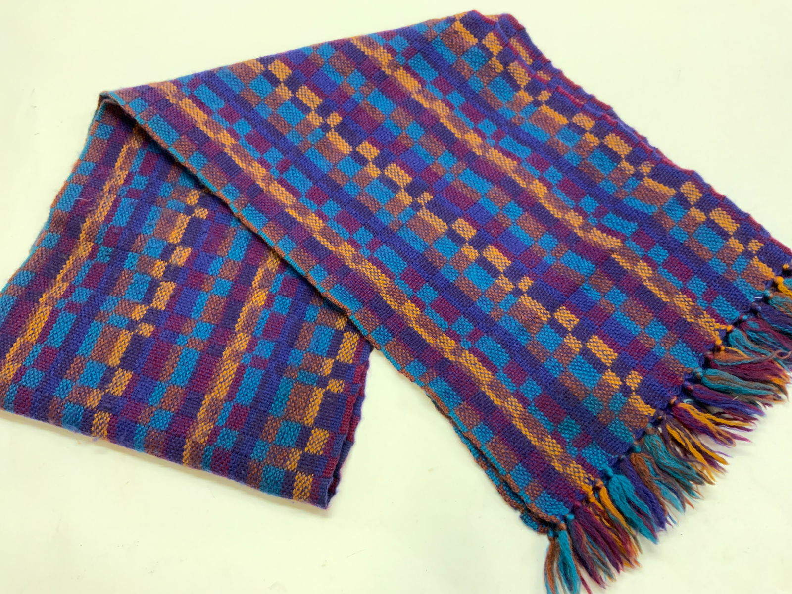 72in Woven Knit Wool Shawl w Tassels (1 of 6)