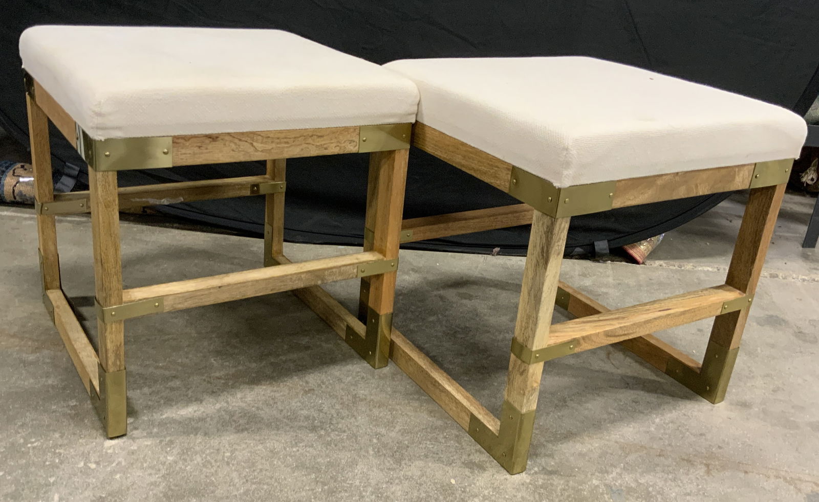 Pair MARQUE IMPEX Upholstered Stools (1 of 13)