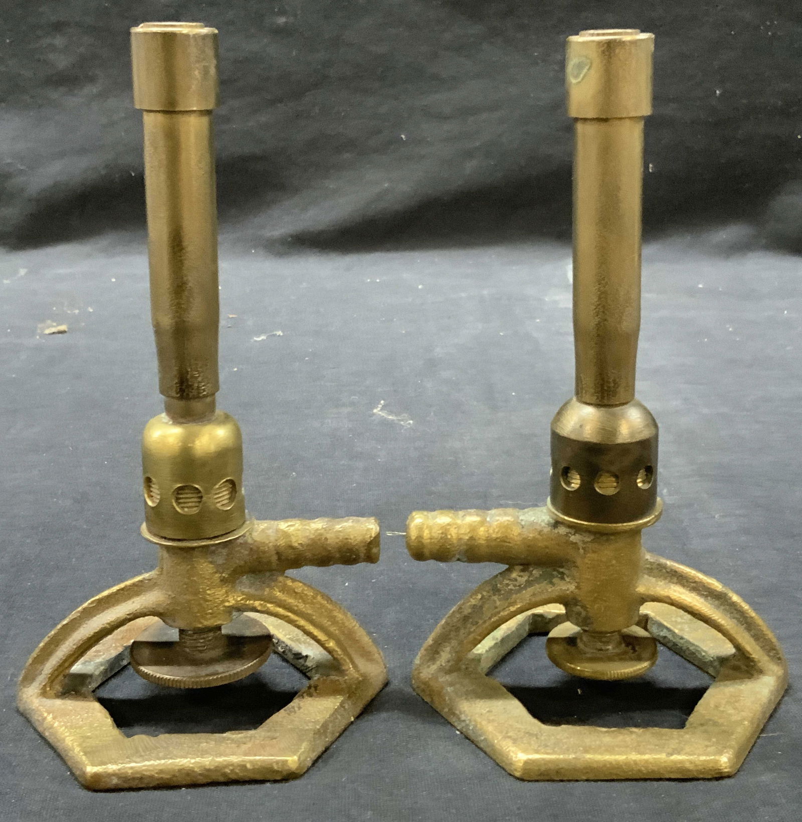 Pr Vintage Brass Bunsen Burner Candlesticks (1 of 6)