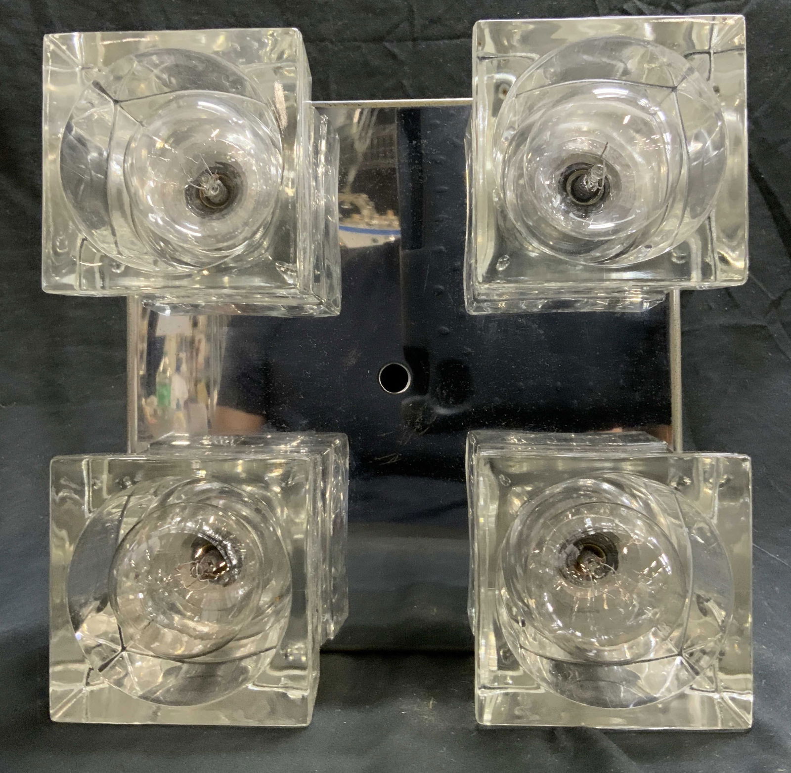 MCM Ice Cube Glass & Chrome Ceiling Light (1 of 7)