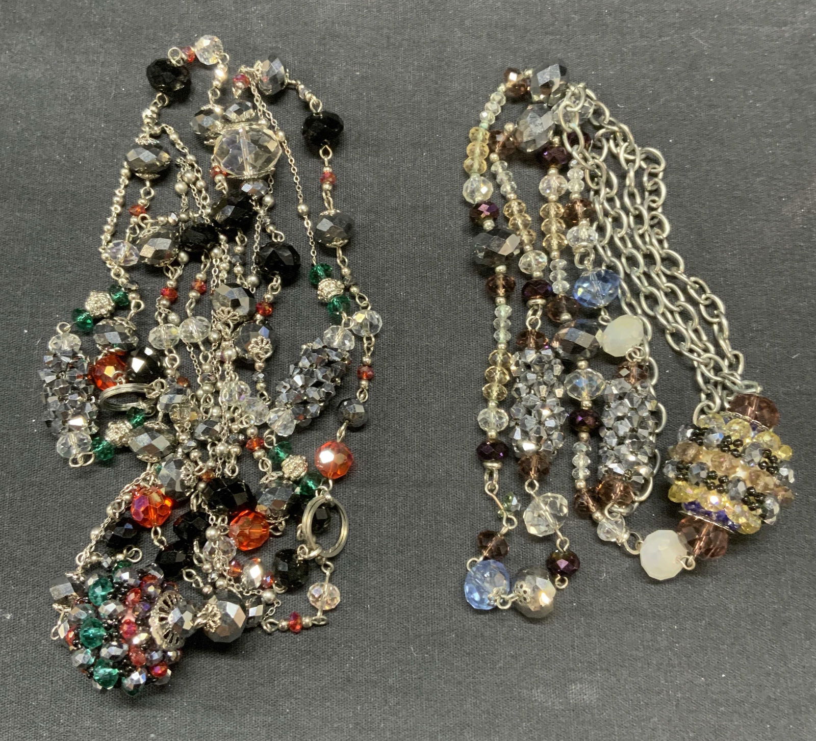 Lot 2 Silver Tone Beaded Crystal Necklaces (1 of 9)