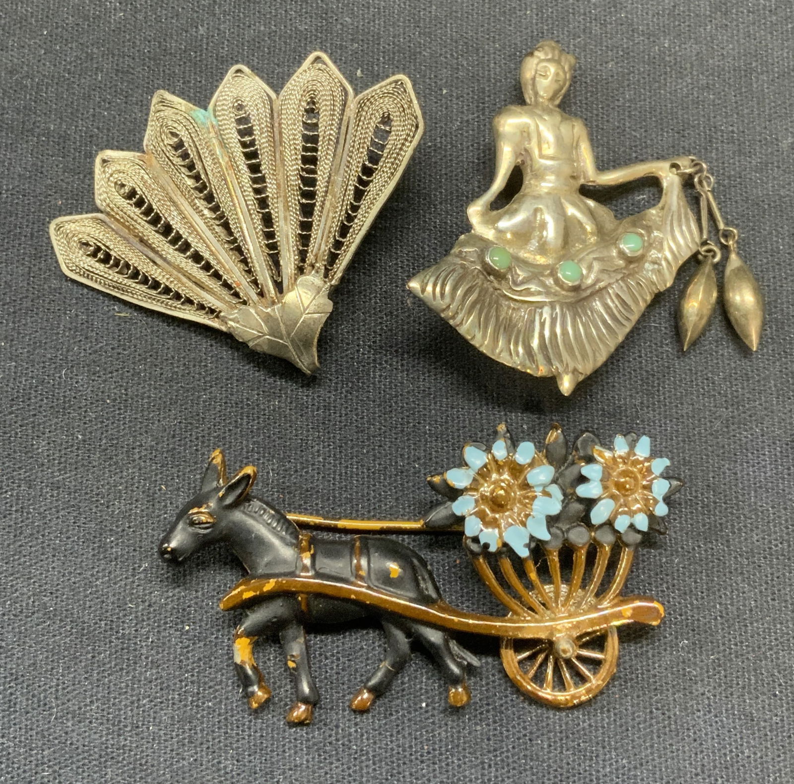 Lot3 Jewelry, Sterling Silver Figural Brooch, More (1 of 8)
