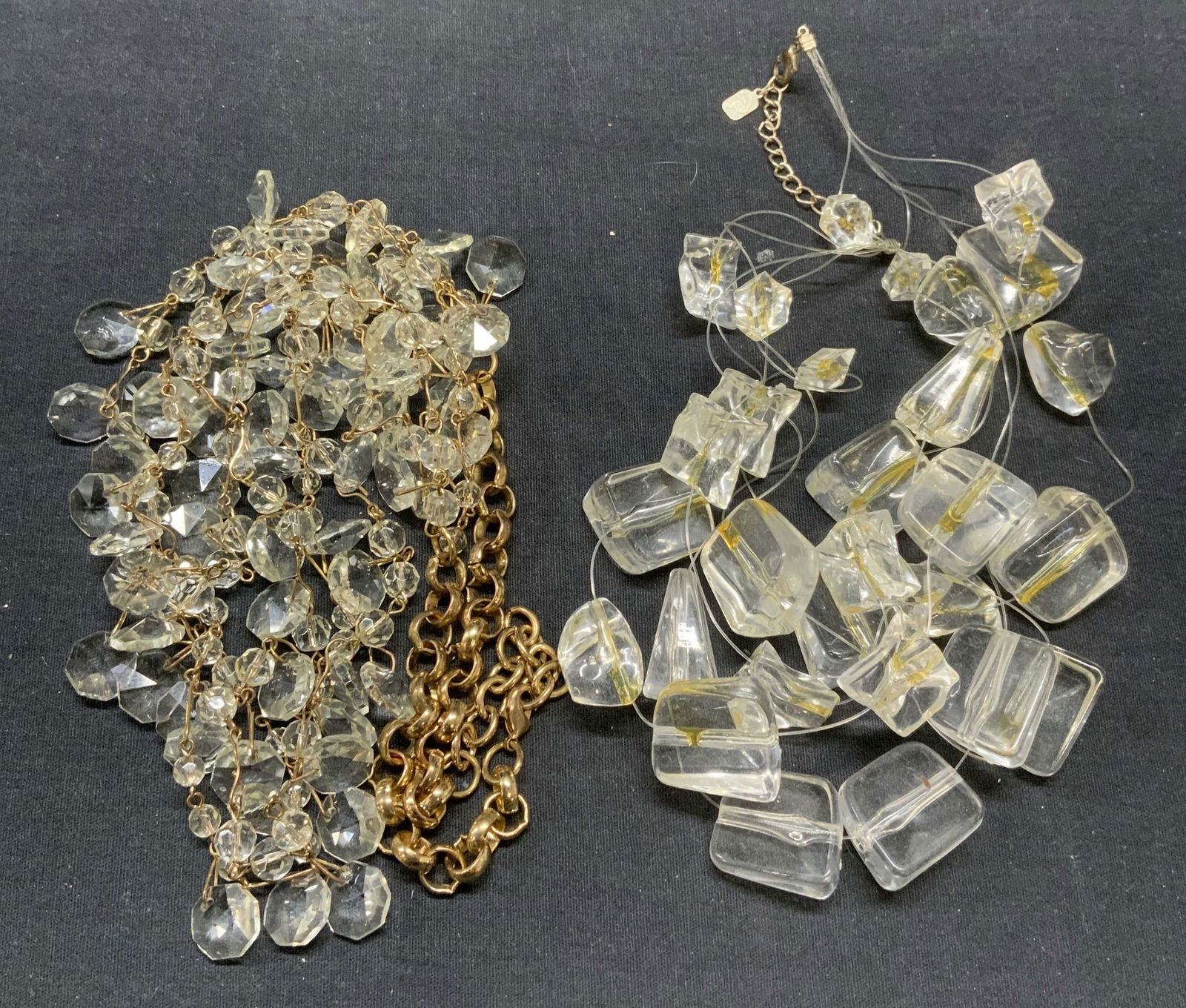 Lot 2 Necklaces, You & I Lucite and Crystal (1 of 8)