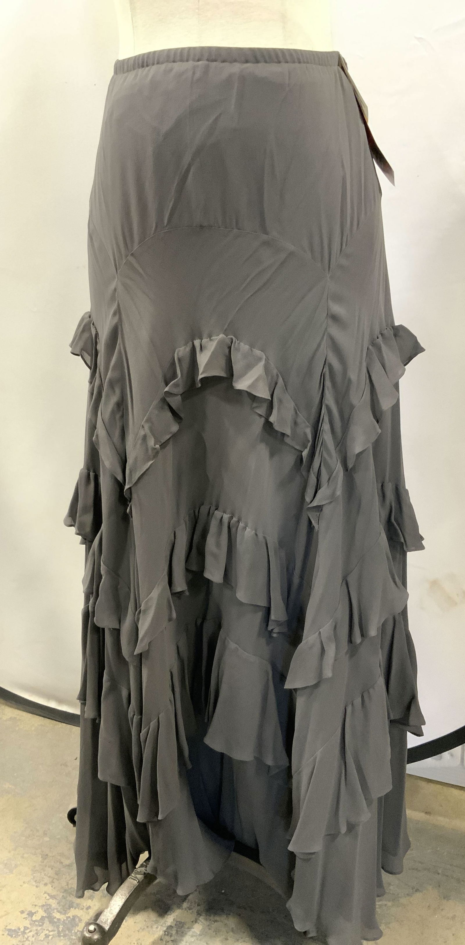 Donna Karan NY Grey Silk Ruffle Skirt, NWT (1 of 6)