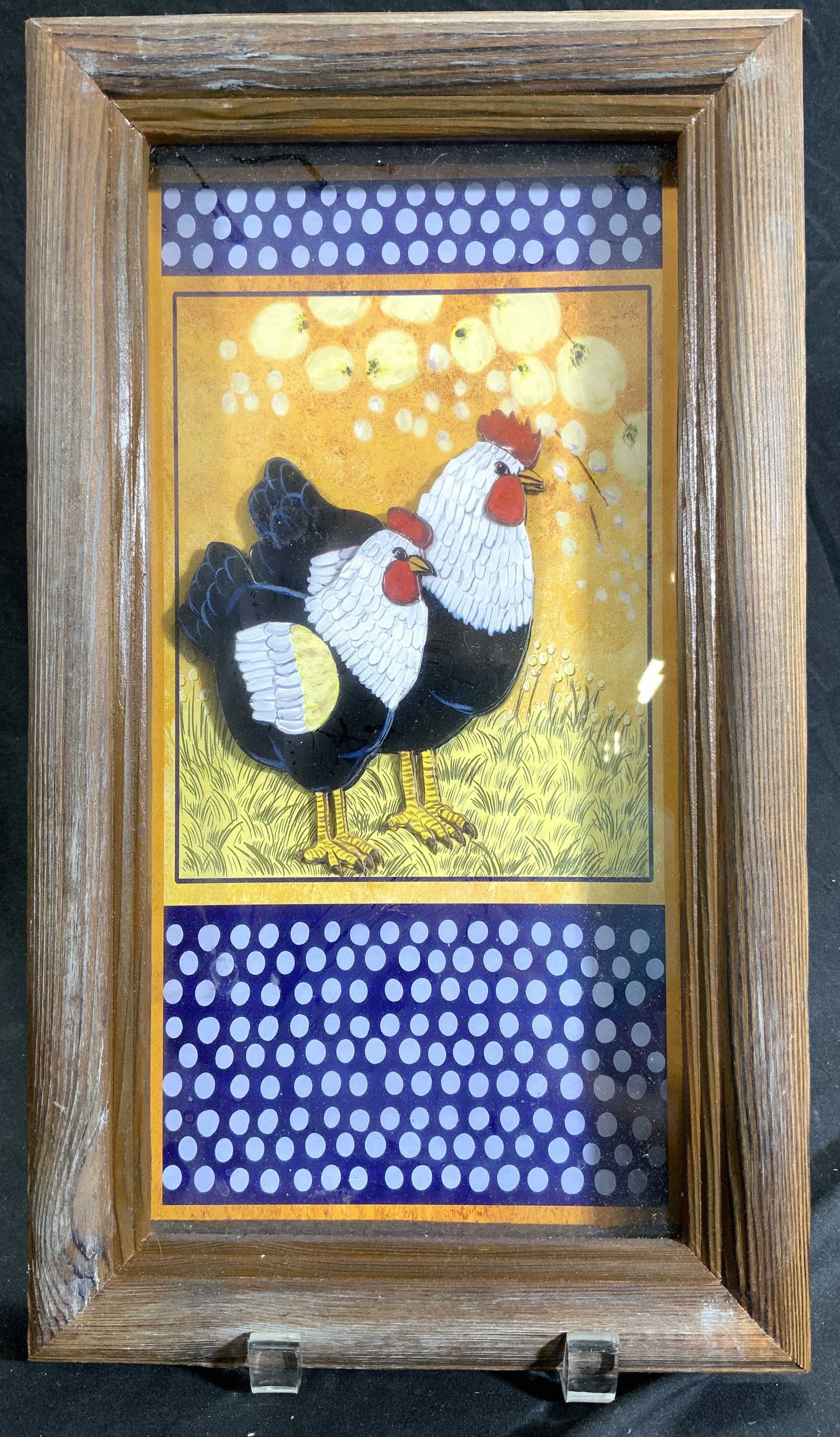 Vntg Framed Rooster Shadow Box Art (1 of 6)