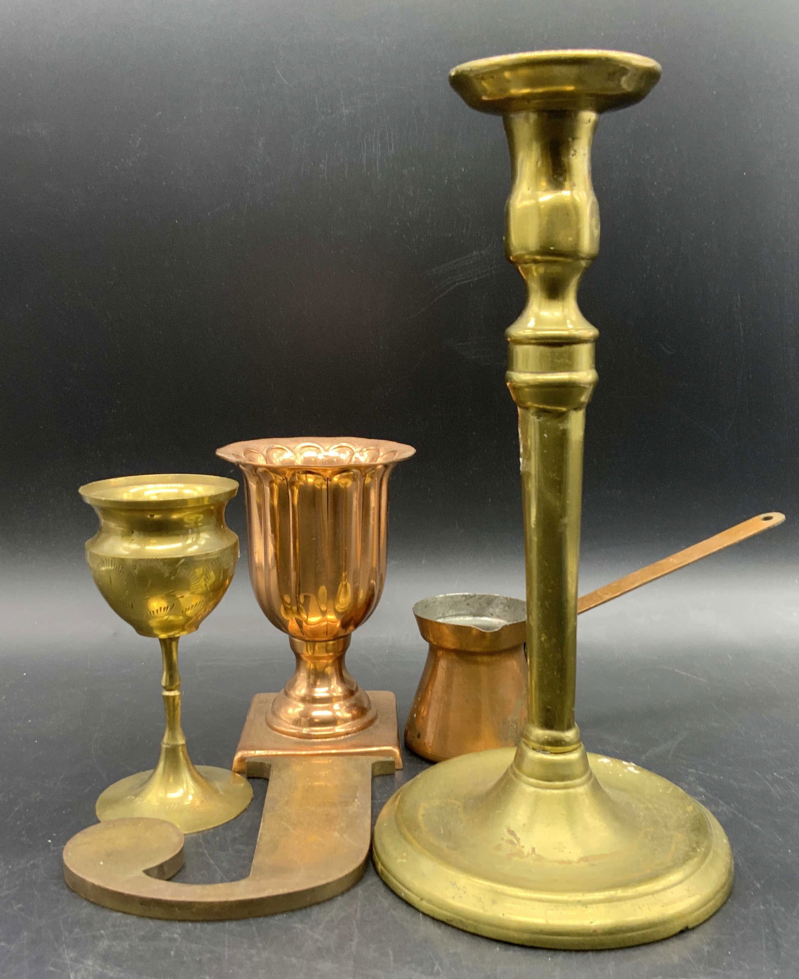 Lot 5 Vintage Metal Tableware, Candlestick & More (1 of 11)