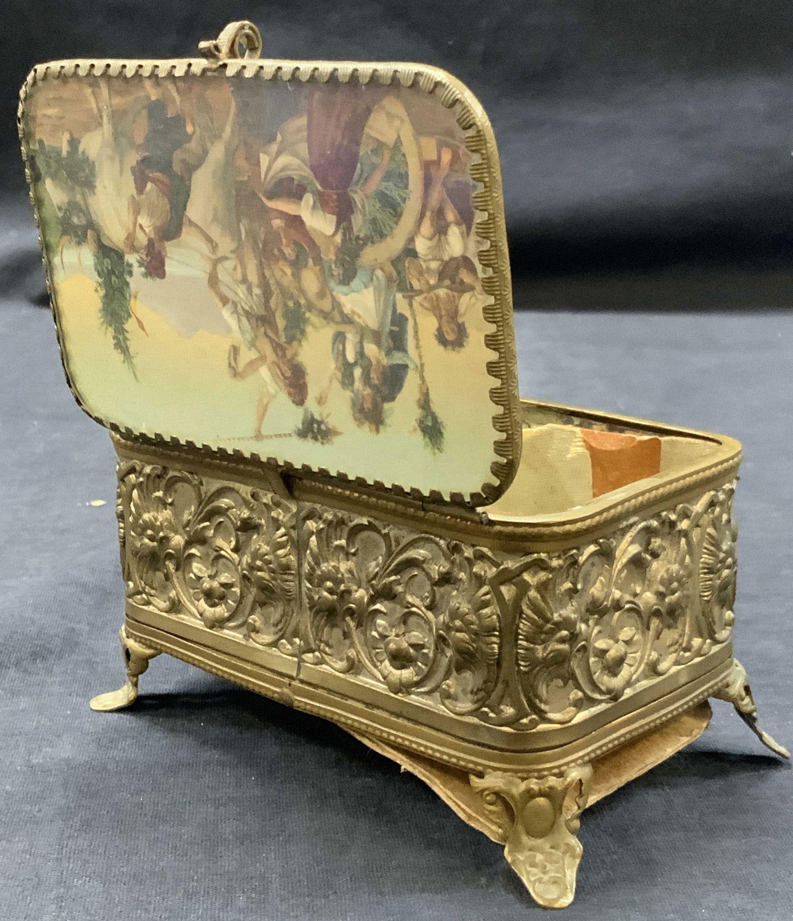 Antique Embossed Footed Jewelry Box (1 of 10)