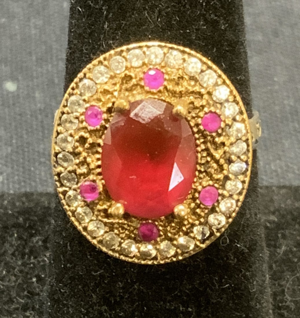 Sterling Silver Gold Filigree Ruby Ring (1 of 6)