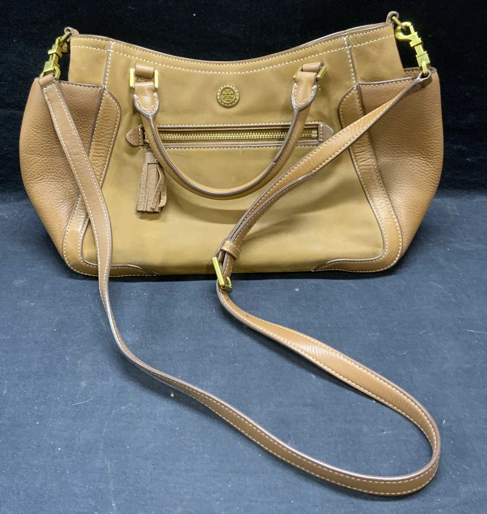 Tory Burch Tan Leather & Suede Handbag (1 of 9)