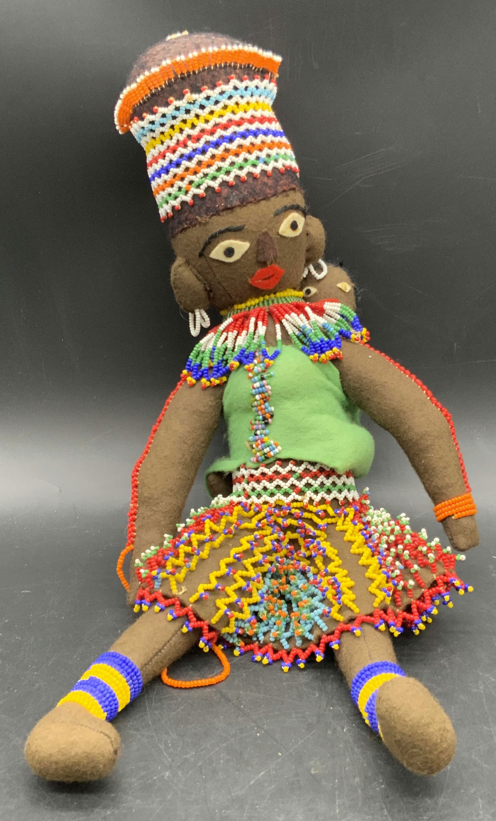 Handmade Mother & Child Seed Beaded Doll 15in (1 of 14)
