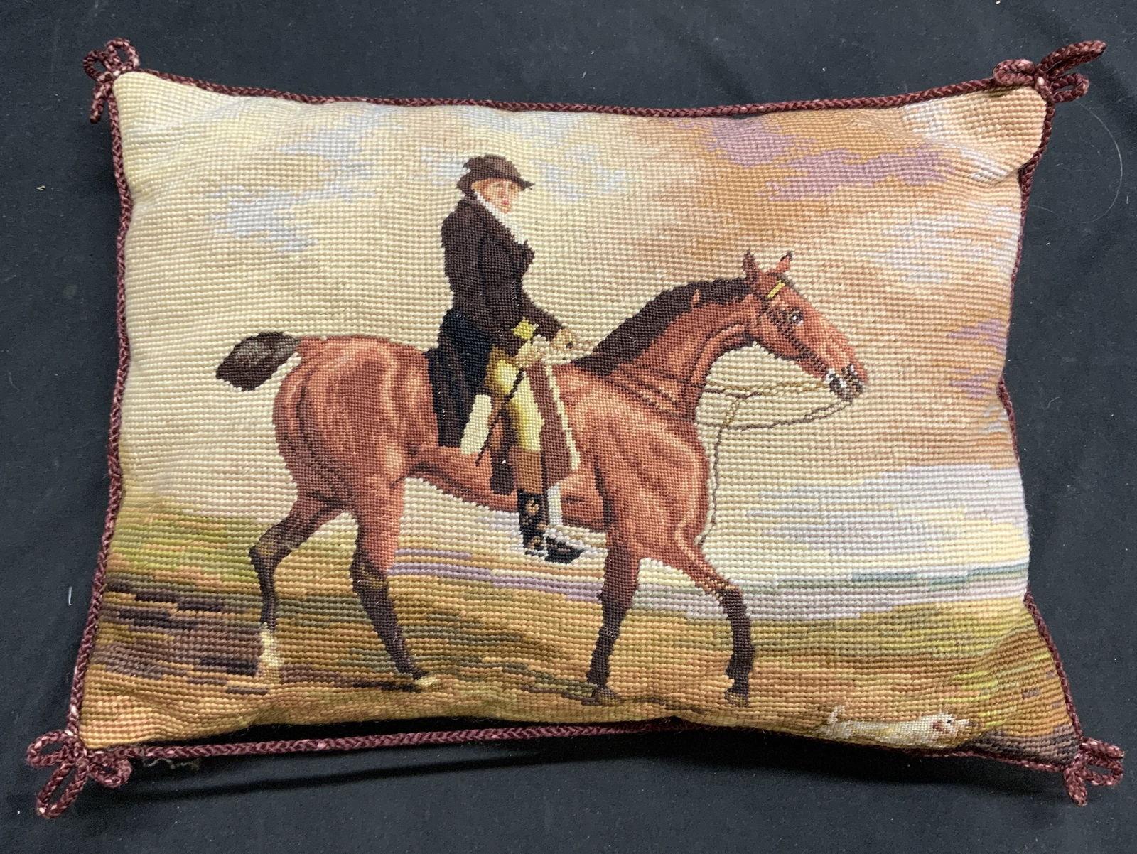 Katha Diddle Equestrian Wool Tapestry Pillow (1 of 7)