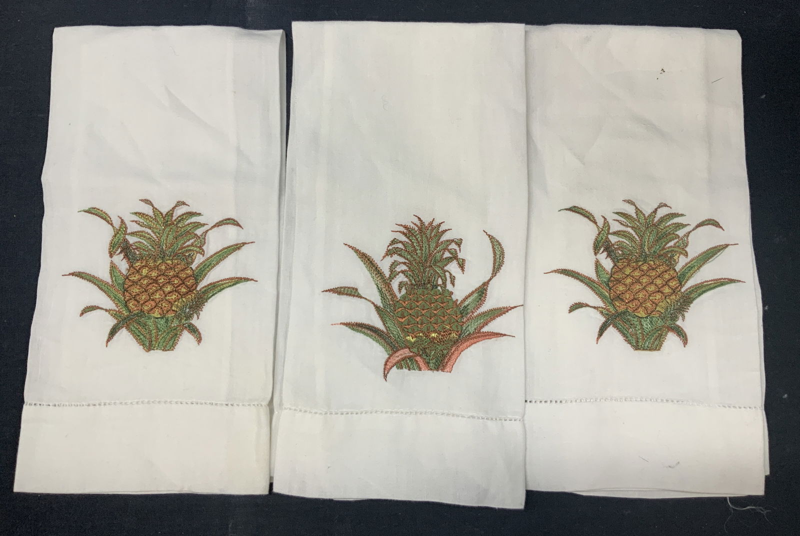 3 Pineapple Embroidery Cotton Blend Tea Towels (1 of 6)