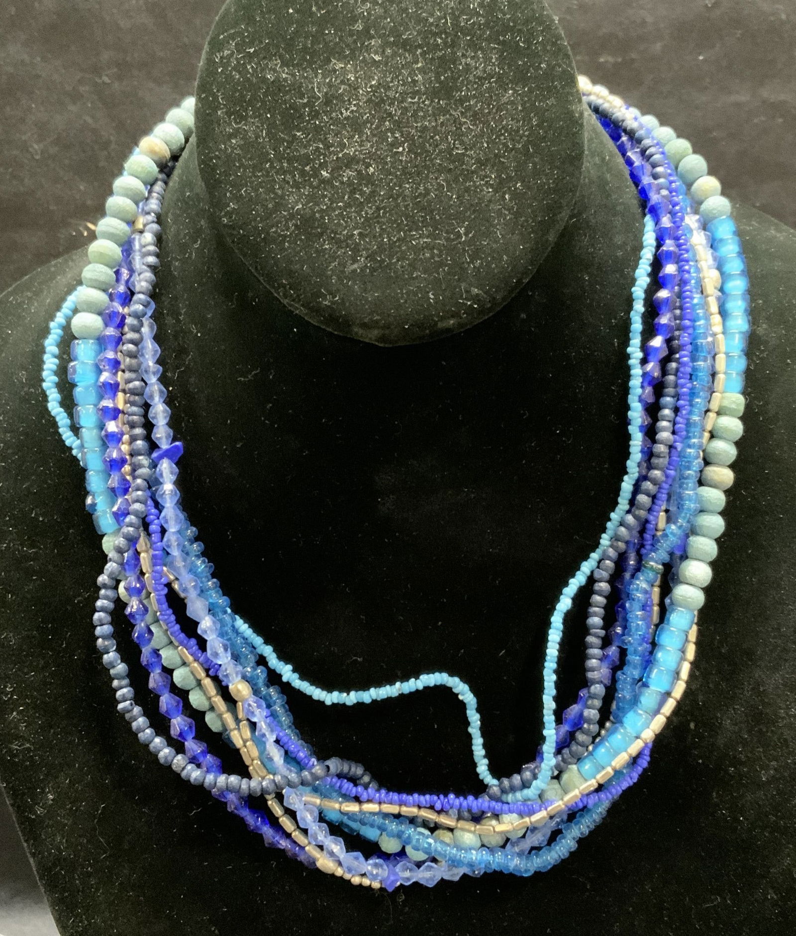 Blue Multi Strand Beaded Necklace (1 of 6)