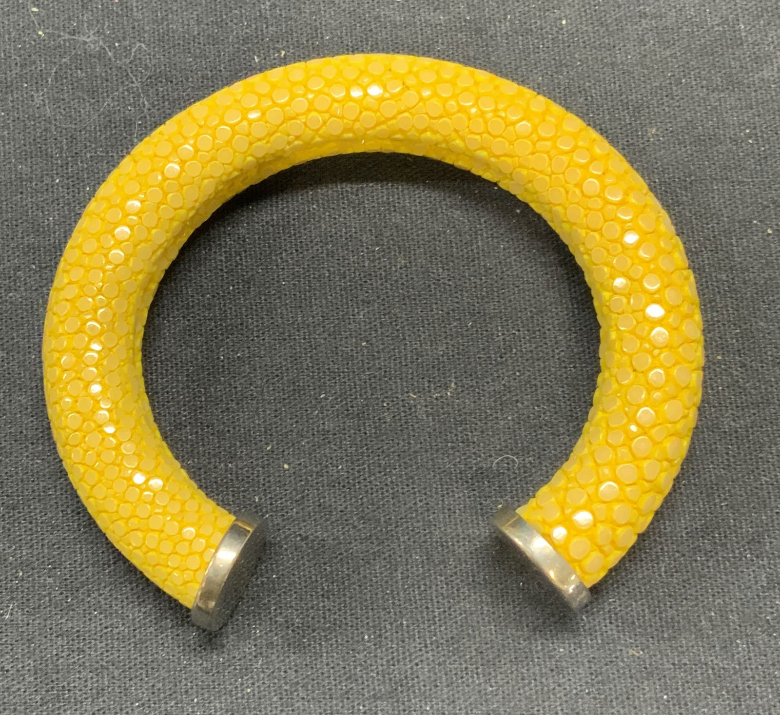 Yellow Shagreen & Sterling Silver Cuff Bracelet (1 of 6)