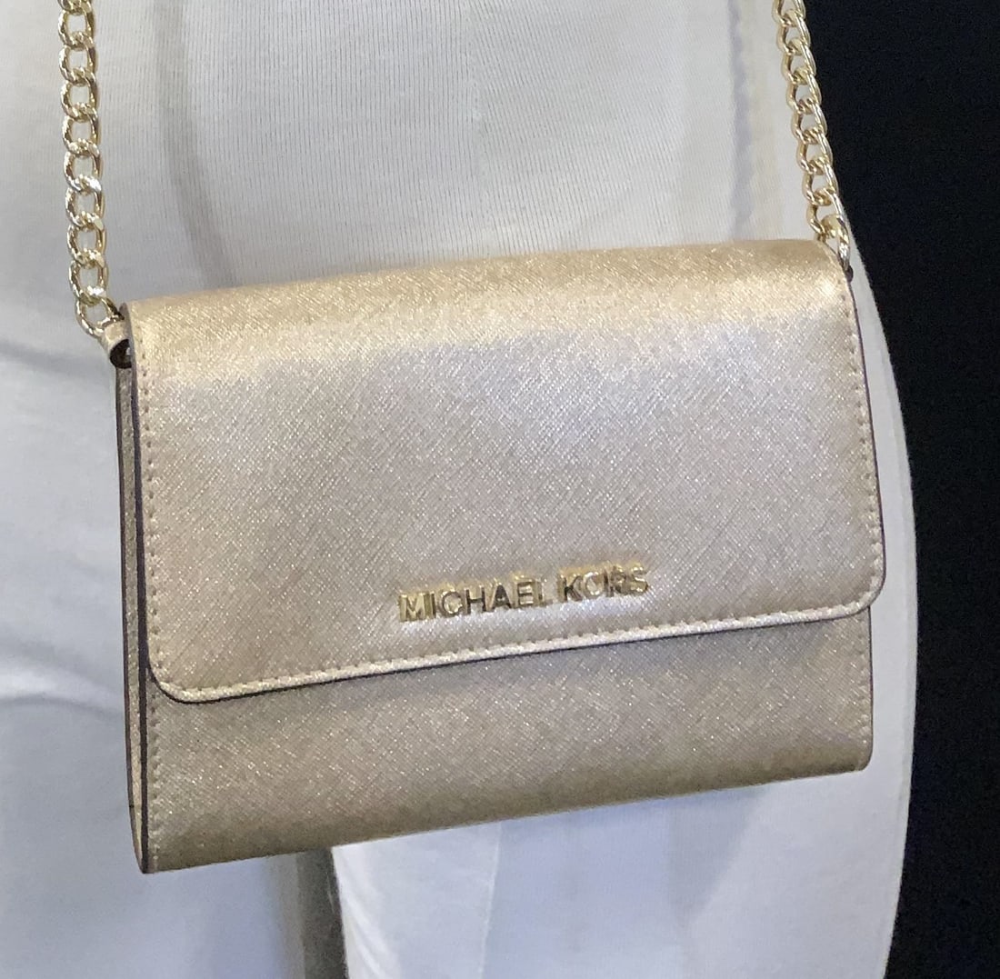 Michael KORS Gold Leather Crossbody Bag, NWOT (1 of 11)