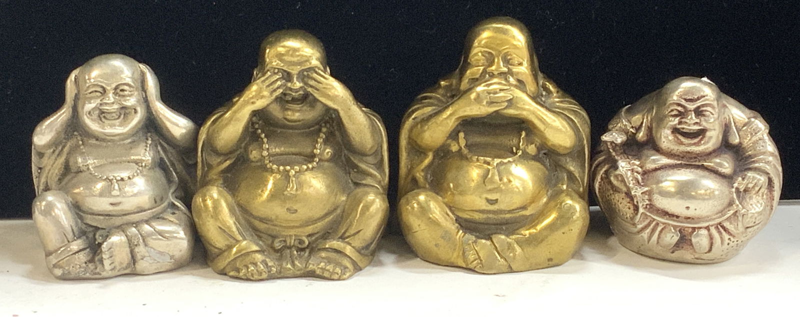 4 Hear/Speak/See No Evil Brass & Silver tn Buddhas (1 of 7)