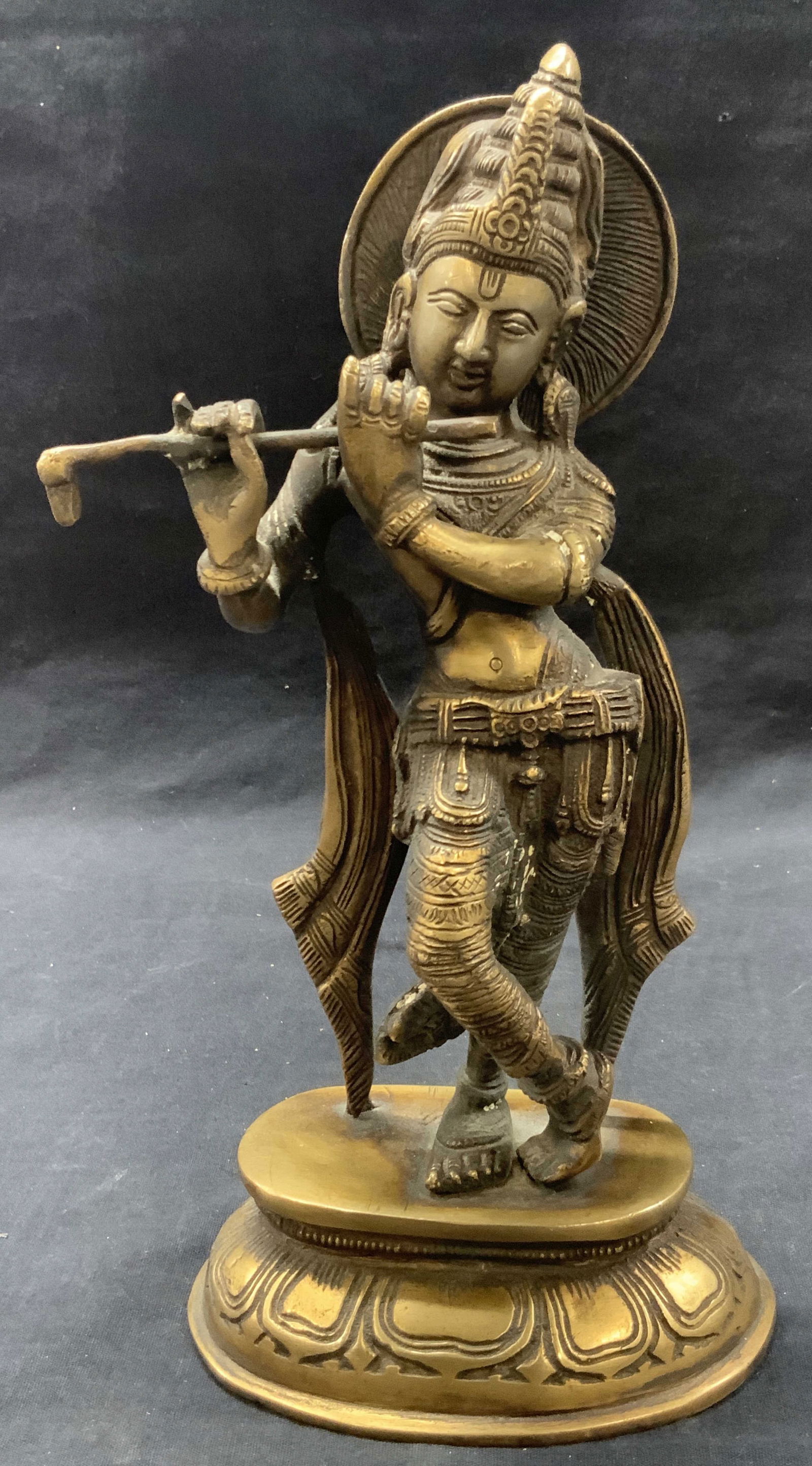 Cast Brass Krishna Hindu Deity Figure (1 of 10)