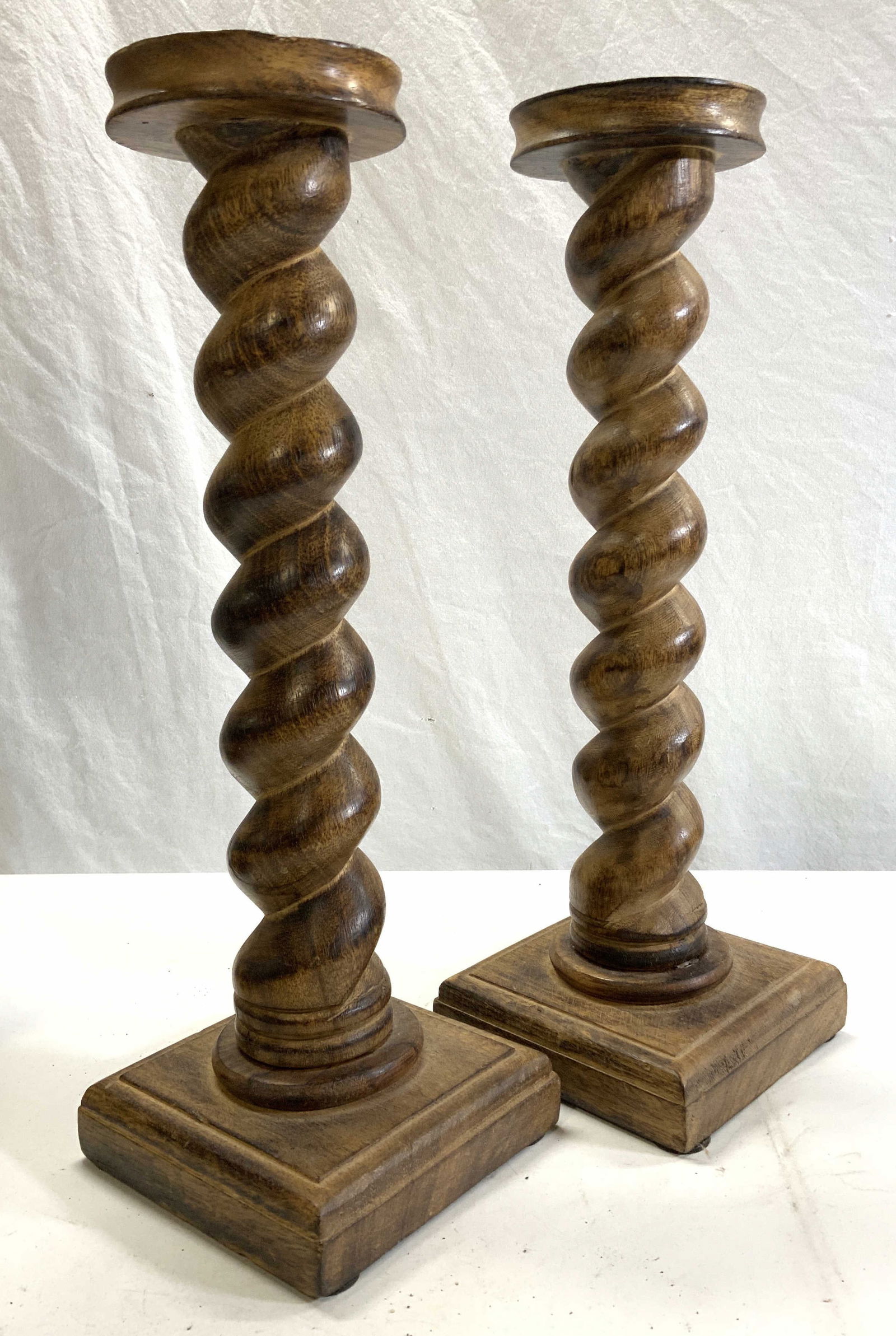 2 Global Views Twist Wood Candlesticks 17in India (1 of 7)
