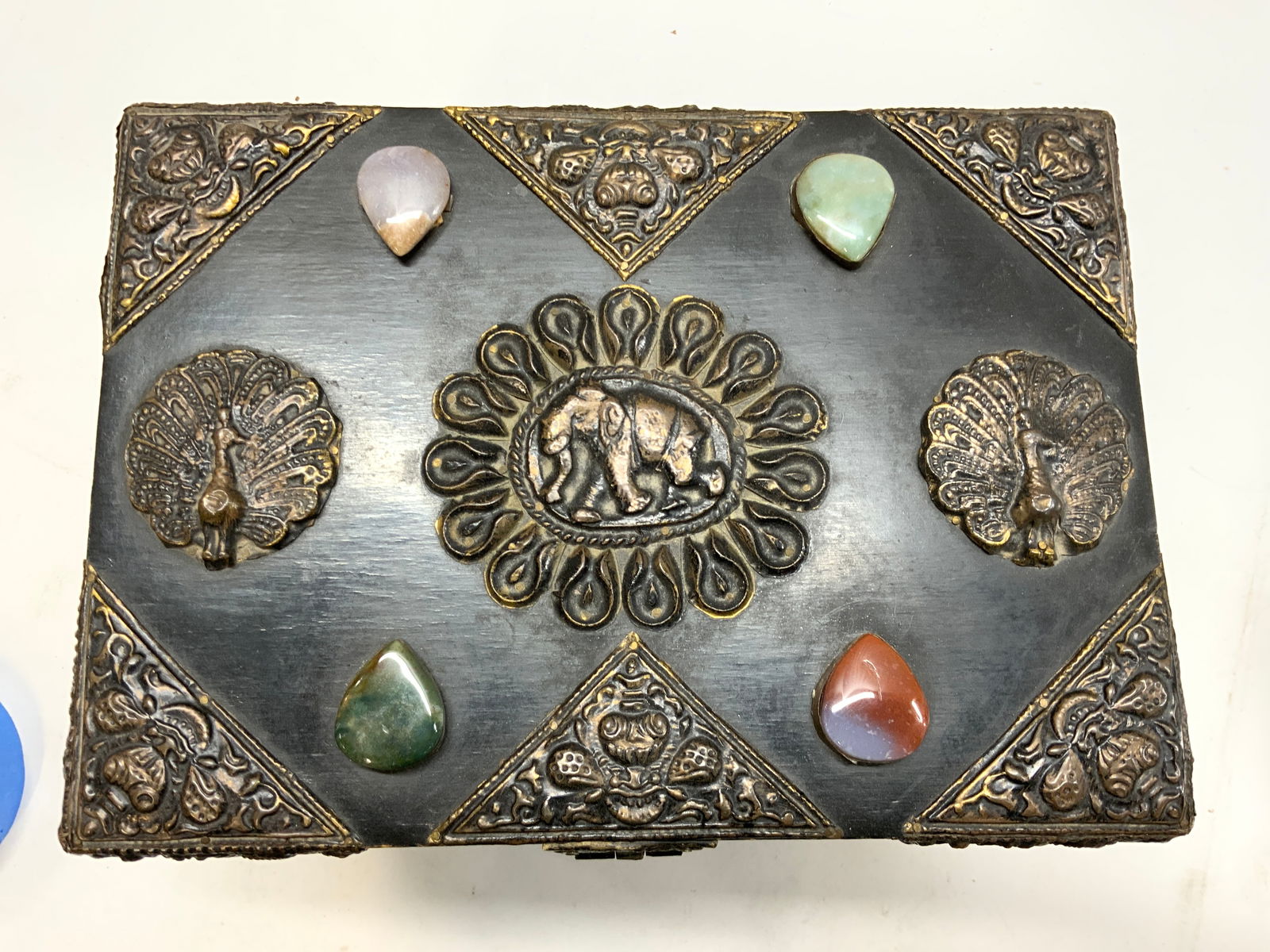 Asian Lacquered Wood Chest w Natural Stones (1 of 17)