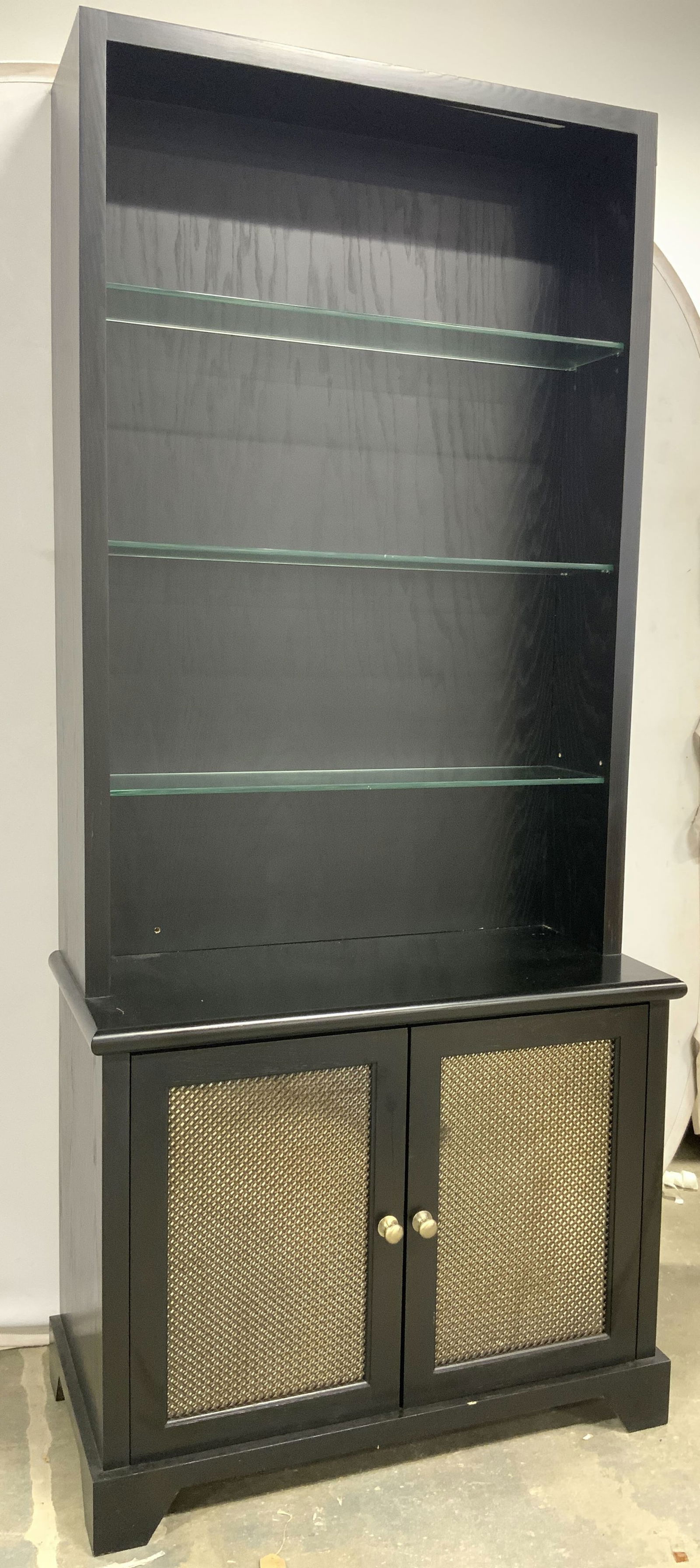 Wooden Bookshelf W Glass Shelves & Cabinet 7ft1in (1 of 7)