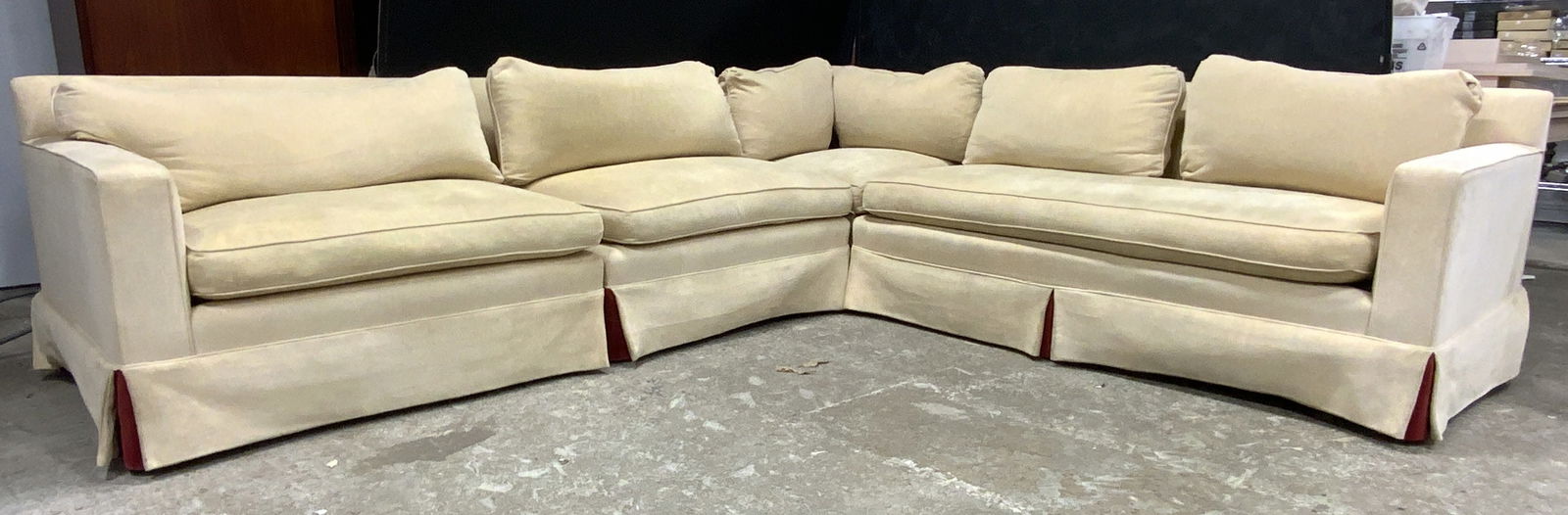 Vntg Skirted 4 Pc Sectional Sofa Cream 10ft7in (1 of 10)
