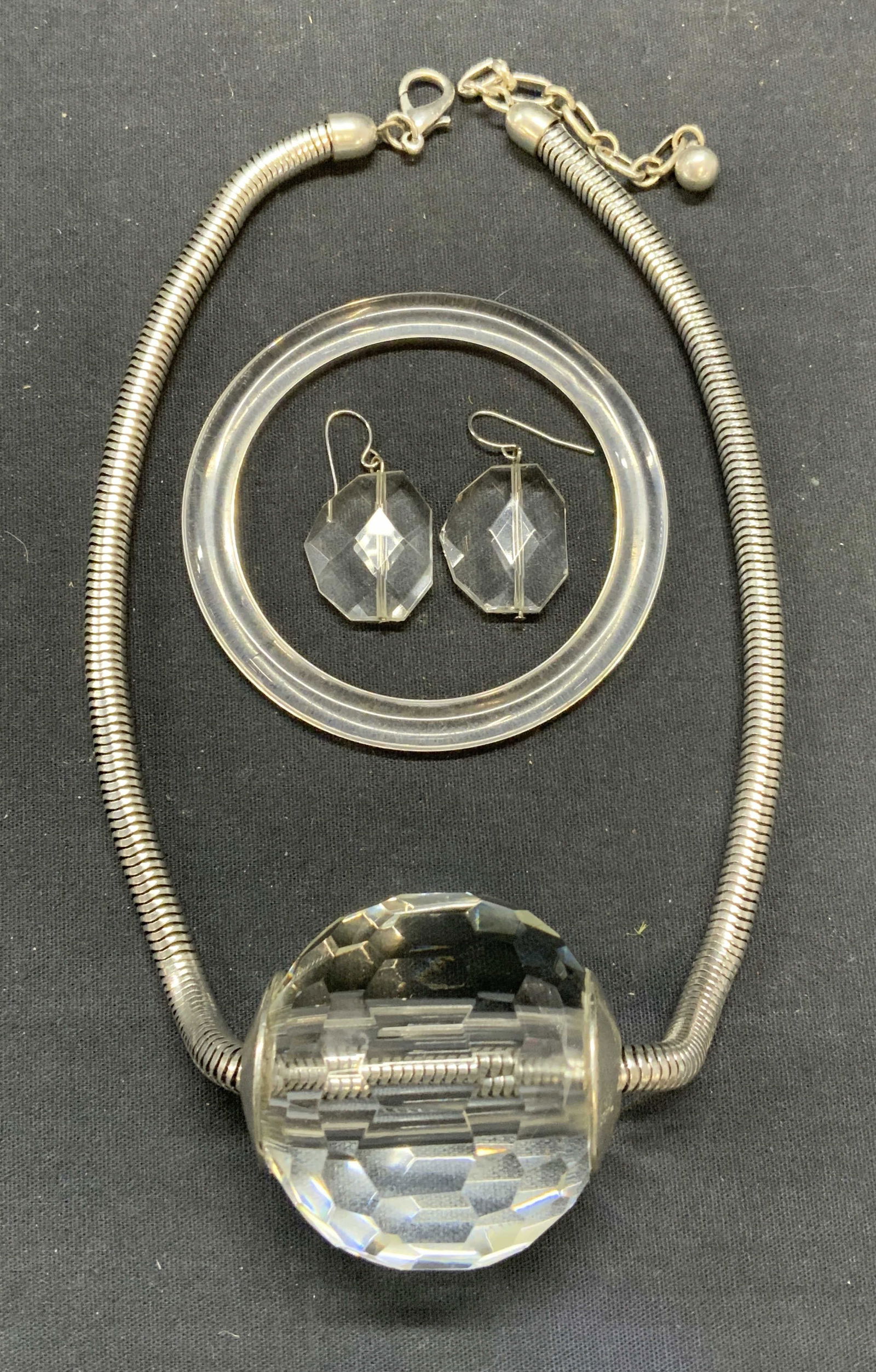 Lot 3 Crystal Statement Necklace, Earrings, Bangle (1 of 6)