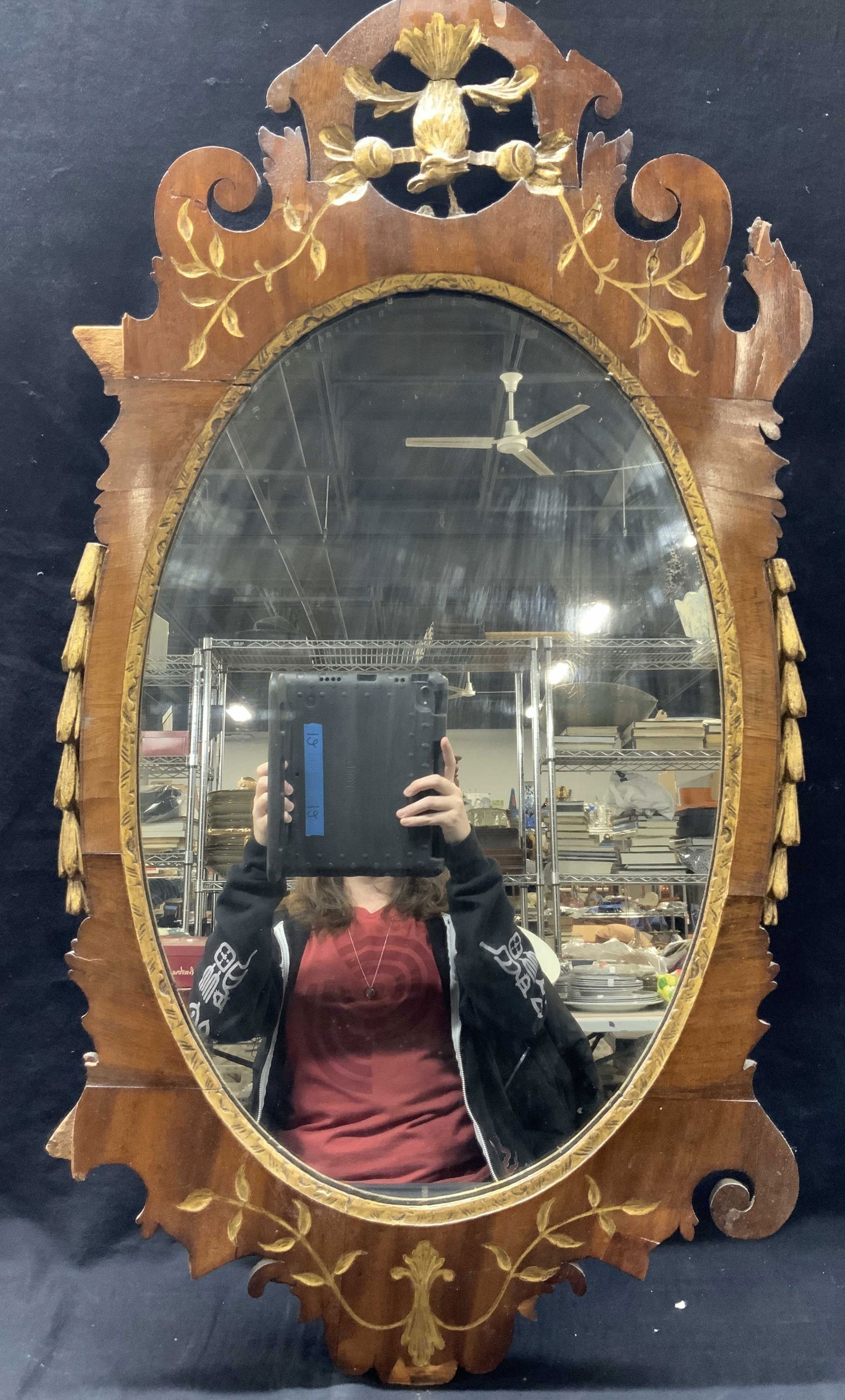 MCM Carved Gilt Wooden Wall Mirror 3ft (1 of 11)