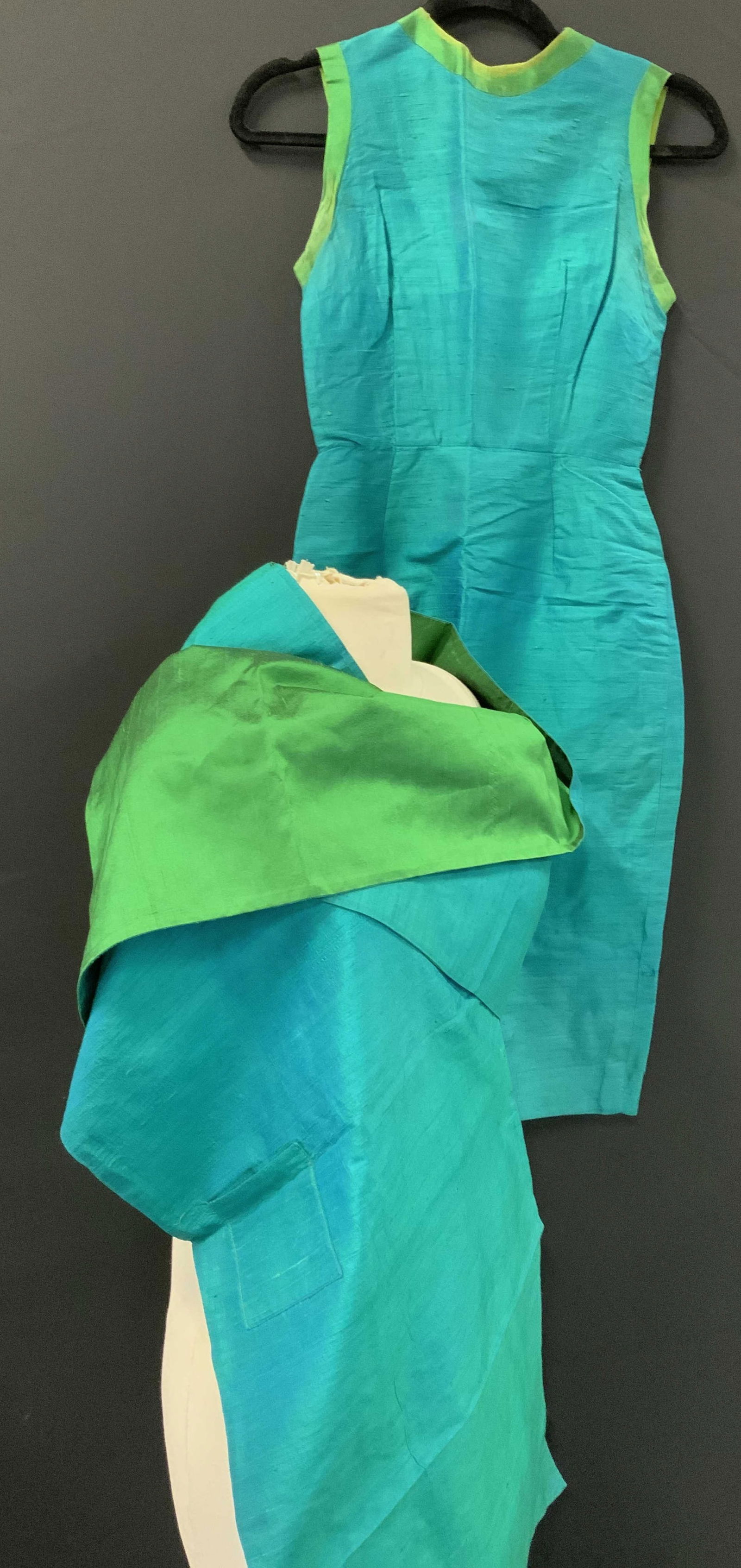 Set 2 Vintage Handmade Silk Dress W Matching Wrap (1 of 9)