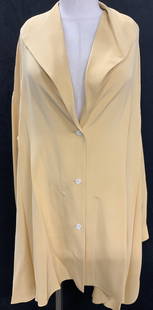 Donna Karan Original Sample Plus Sized Blouse H K: This is a plus size prototype Donna Karen Blouse. An original sample not for sale with label . Button down blouse and Buttoned cuffs. Muted Canary yellow color . Soft, almost silky fabric. Possibly po