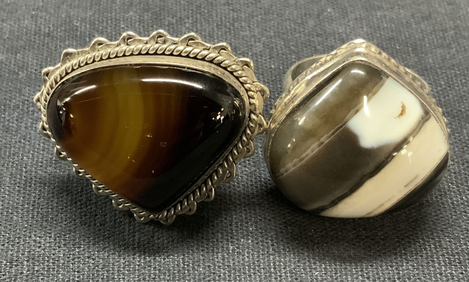 Lot 2 Sterling Silver Tigers Eye Ring, More (1 of 6)