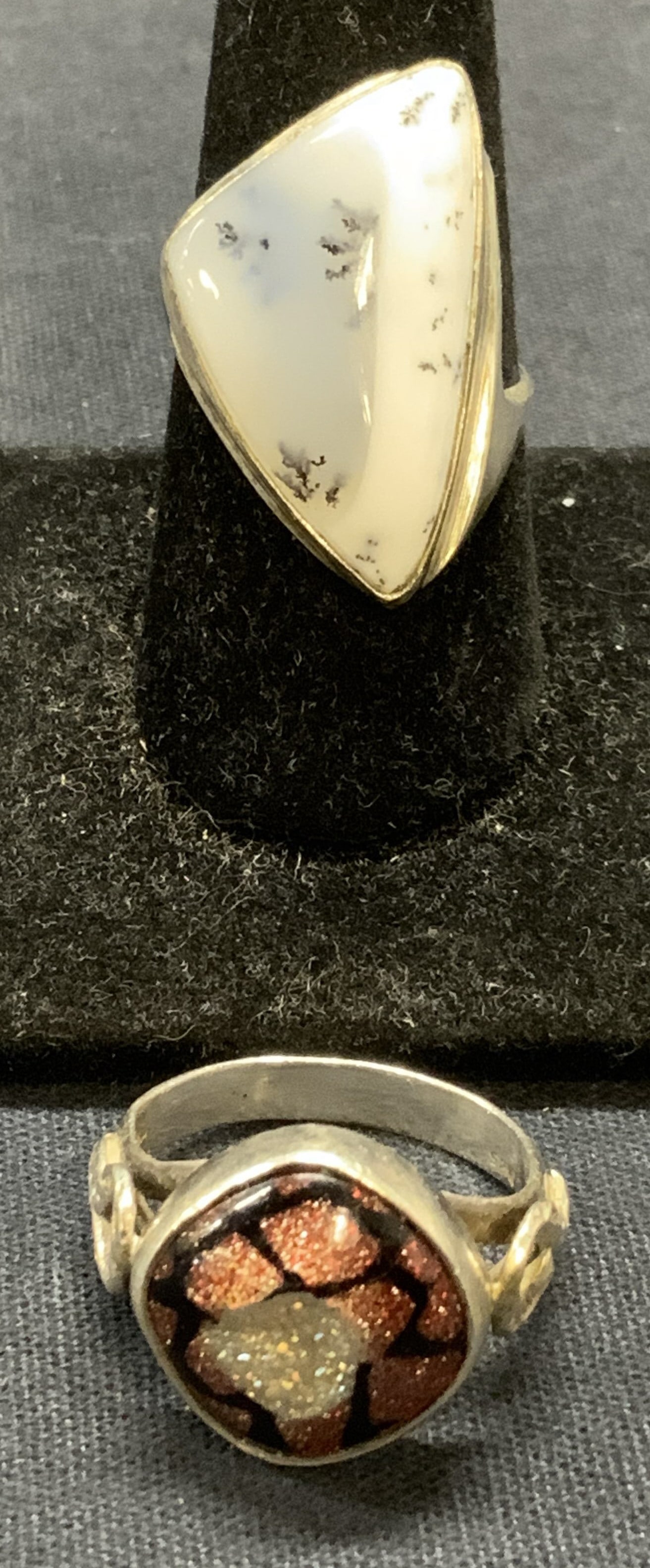 Lot 2 Sterling Silver Druzy Quartz & Opal Rings (1 of 9)