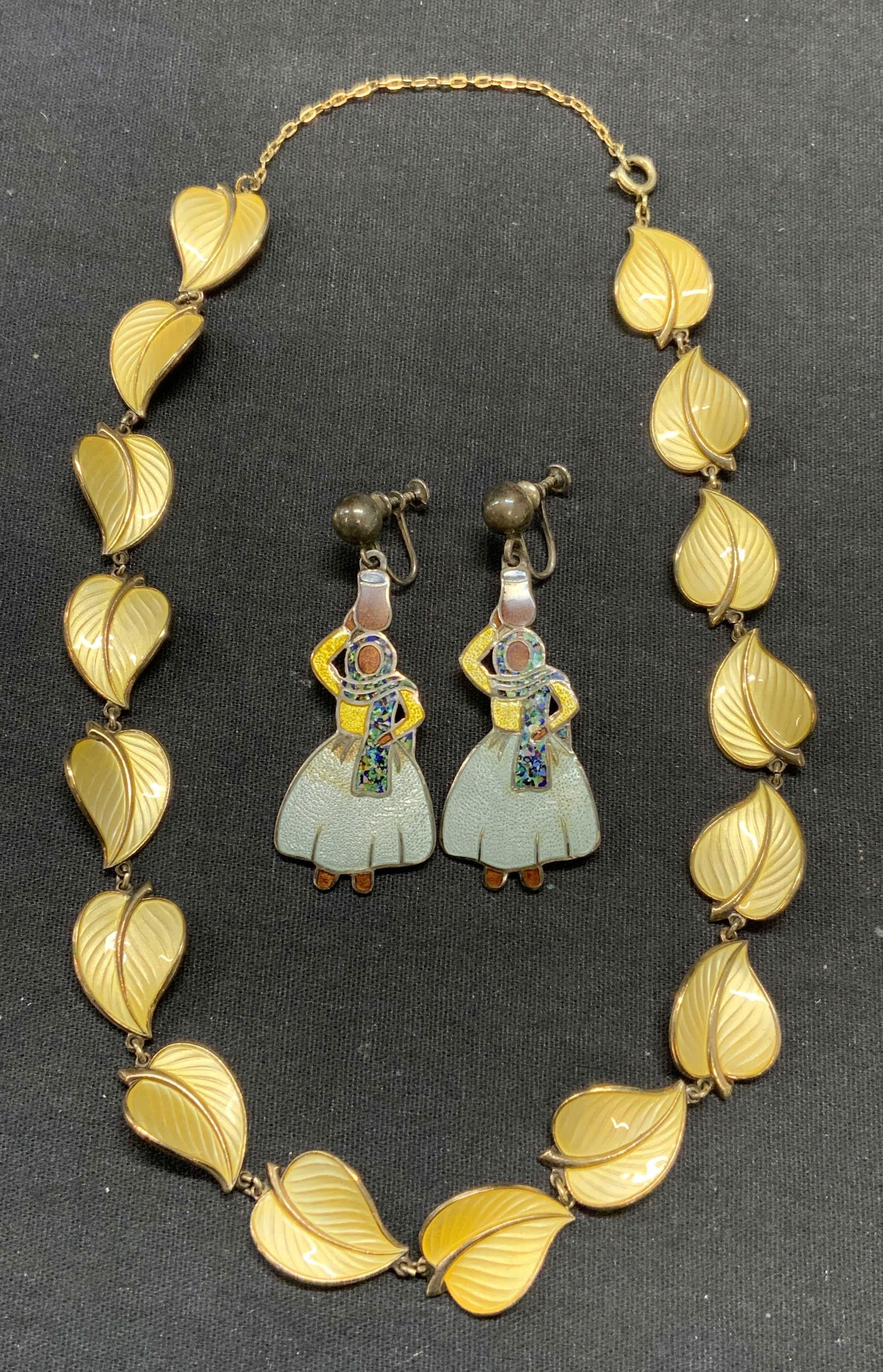 2 Sterling Silver Figural Earrings, Leaf Necklace (1 of 7)