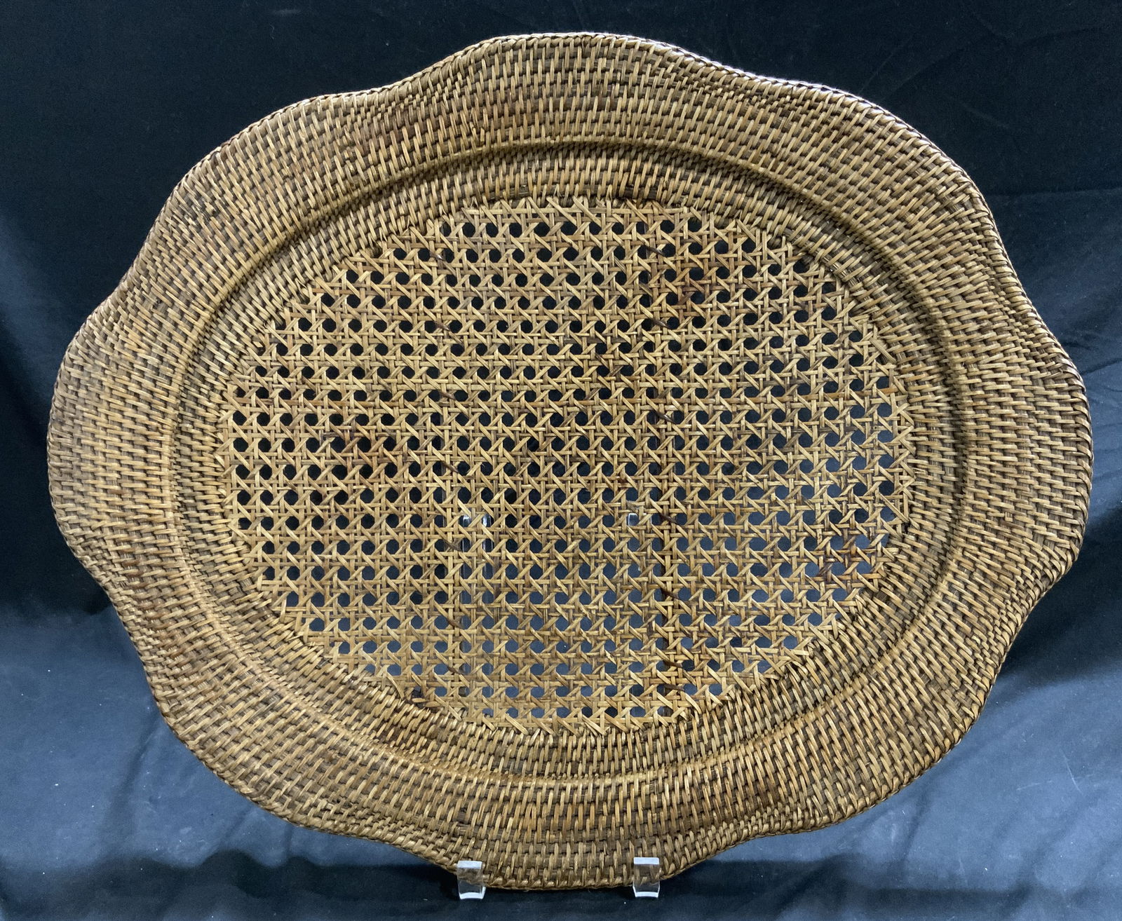 Woven Wicker Caned Serving Tray 22in (1 of 7)