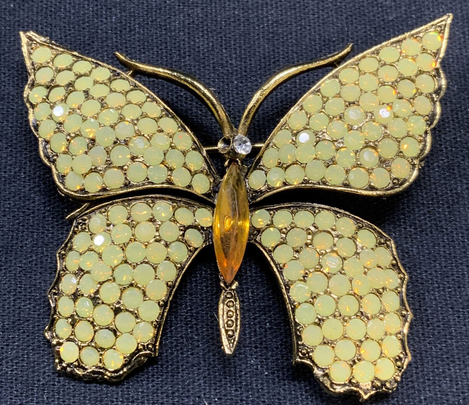 WEISS Yellow Crystal Butterfly Brooch (1 of 6)