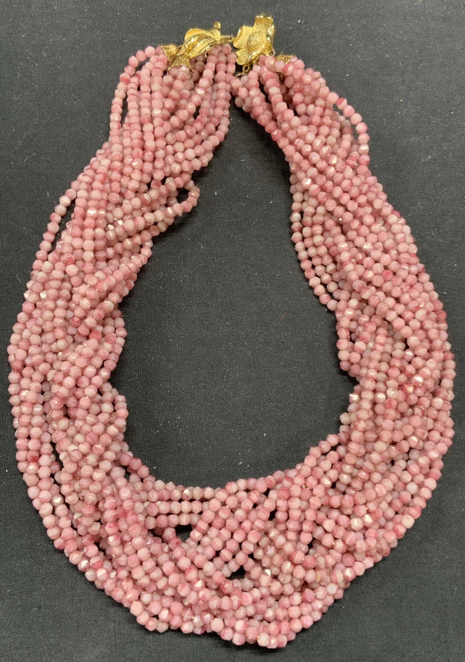 Pink Crystal Beaded Multi Strand Necklace (1 of 7)