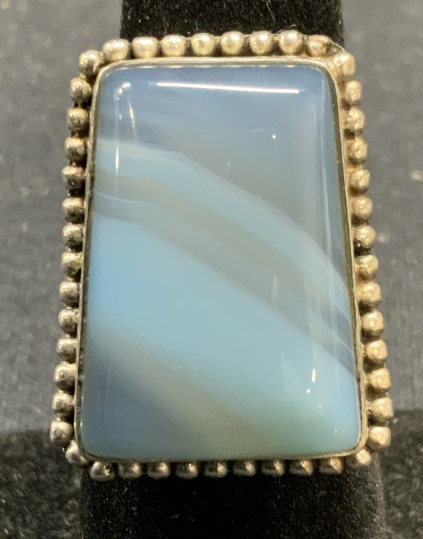 Sterling Silver Dyed Blue Agate Ring (1 of 6)