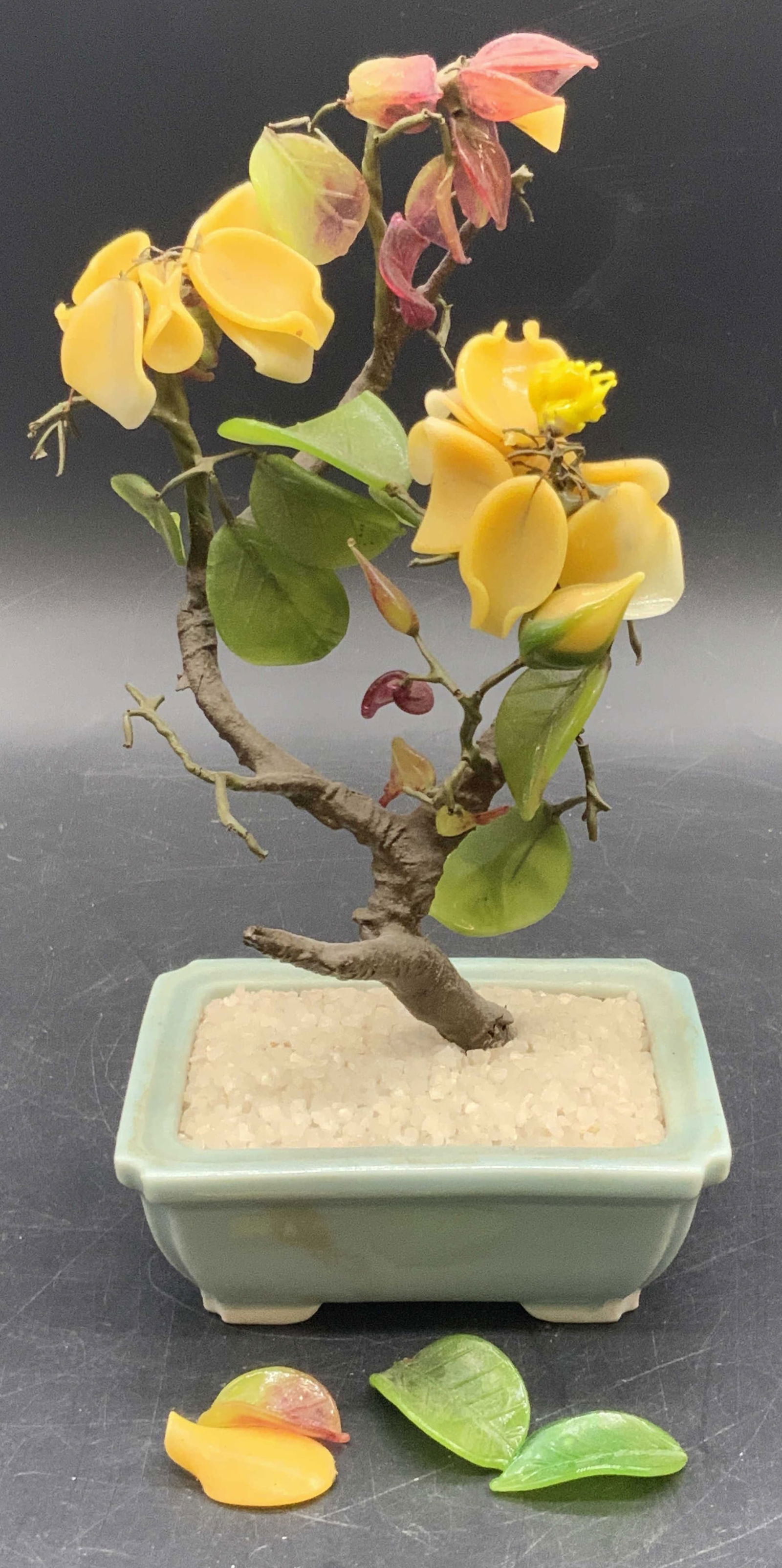 Handcrafted Art Glass Flower Tree W/ Ceramic Pot (1 of 9)