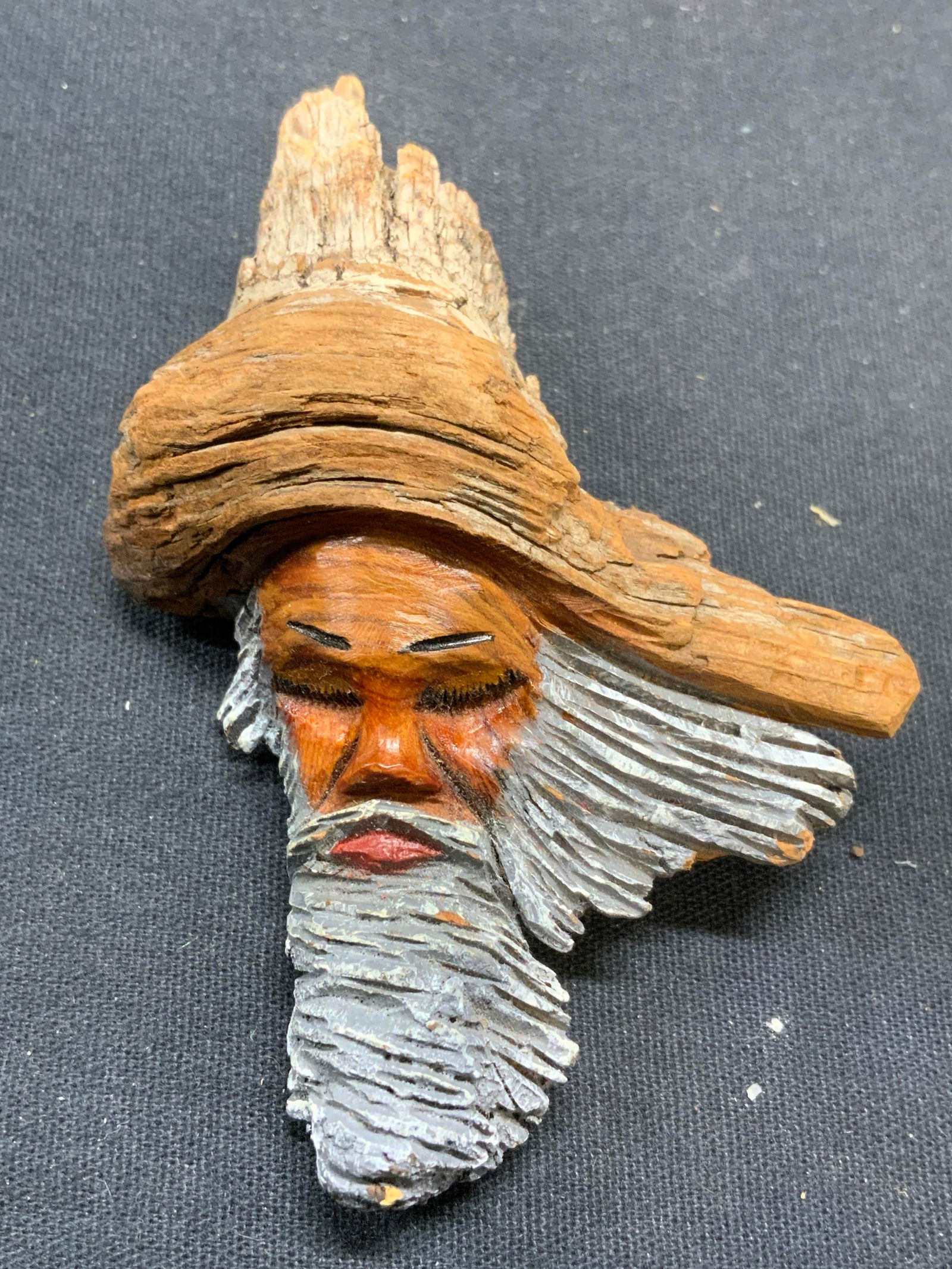 Signed GO Figural Carved Driftwood Brooch (1 of 6)