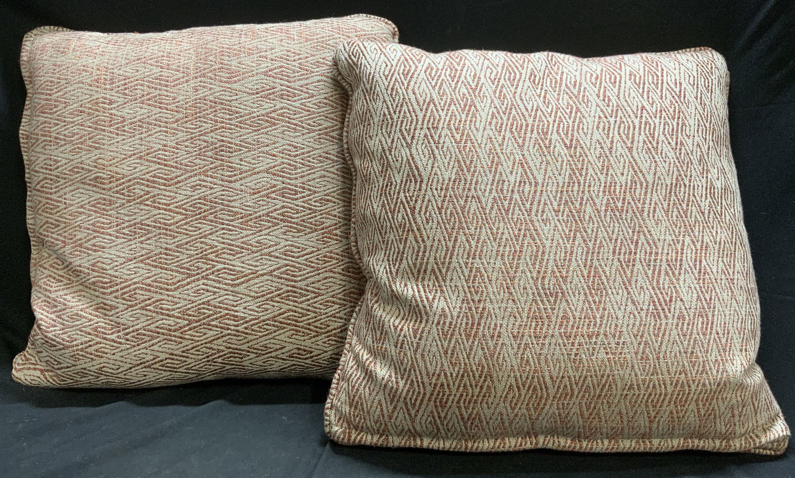 Pair Throw Pillows W Geometric Detail (1 of 6)