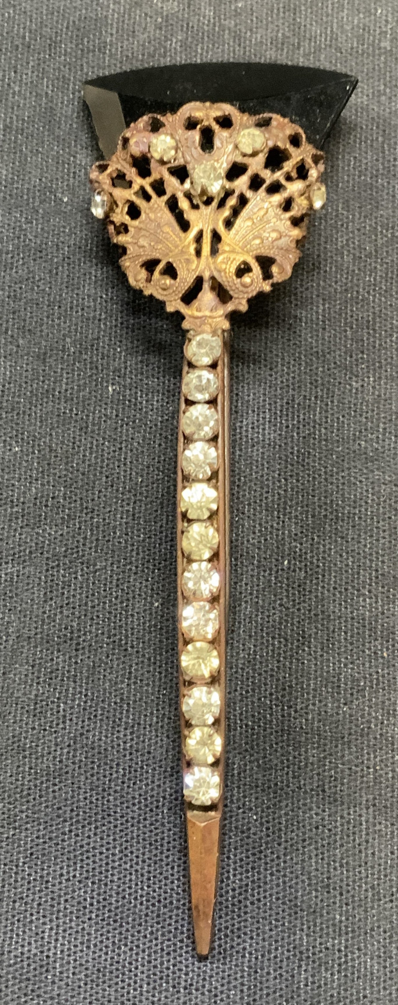 Vintage Gold Tone Crystal Brooch, 3.75 Inches (1 of 6)