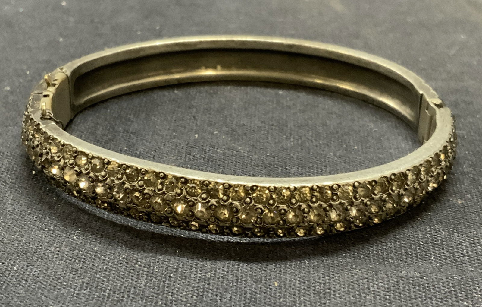 Vintage Silver Tone Crystal Bangle Bracelet (1 of 6)