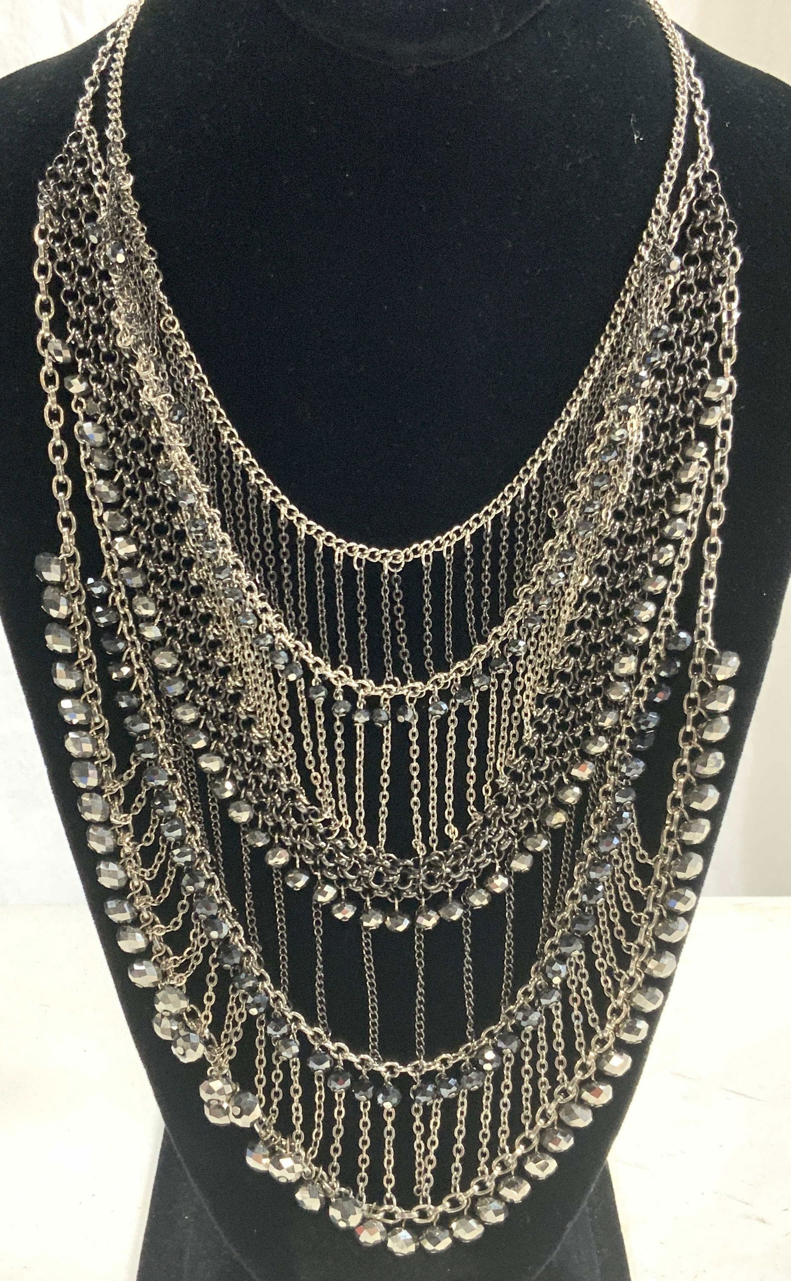 Multi Strand Statement Bib Chain Necklace (1 of 8)