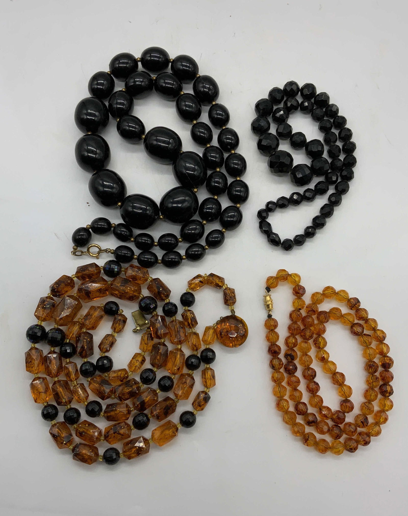 Lot 5 Black & Amber Tn Beaded Necklaces (1 of 6)
