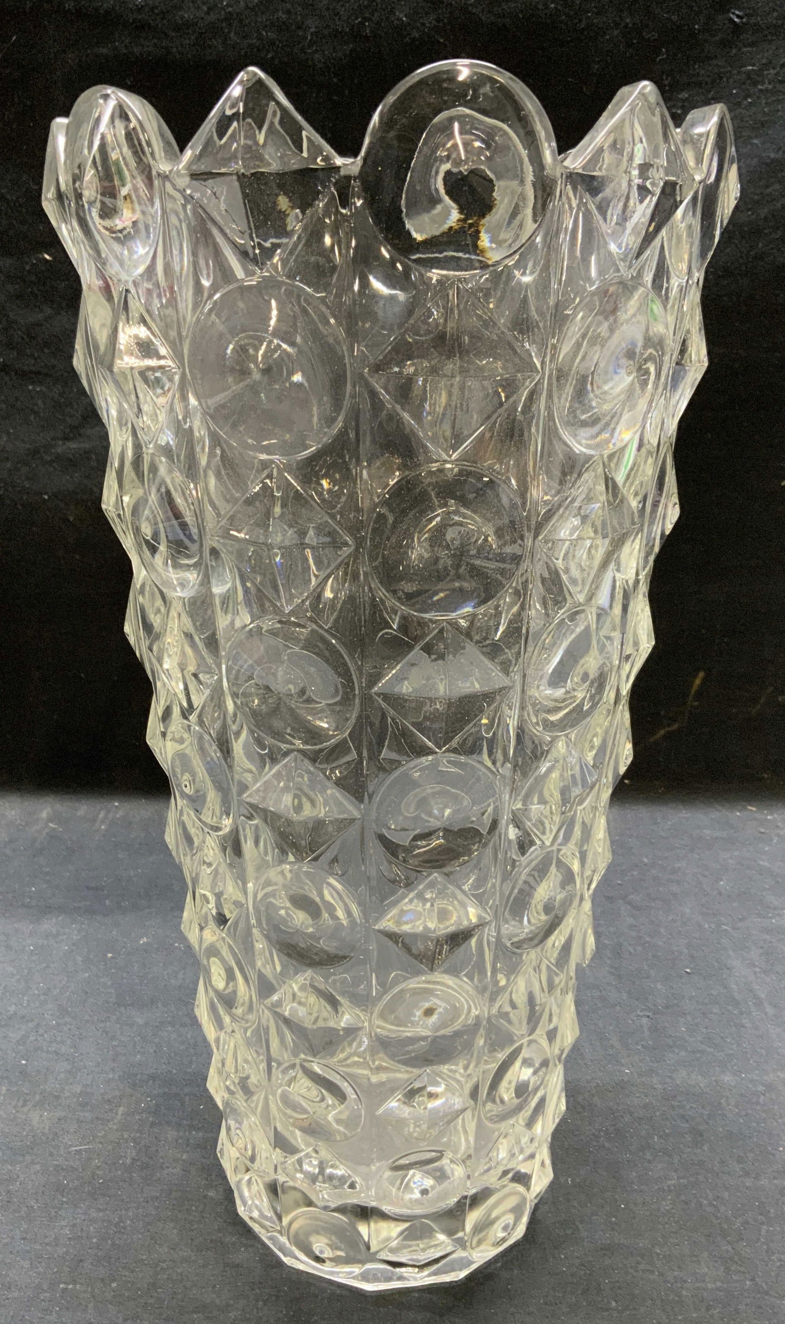 Vintage Geometric Glass Vase, 12.75 Inches (1 of 6)